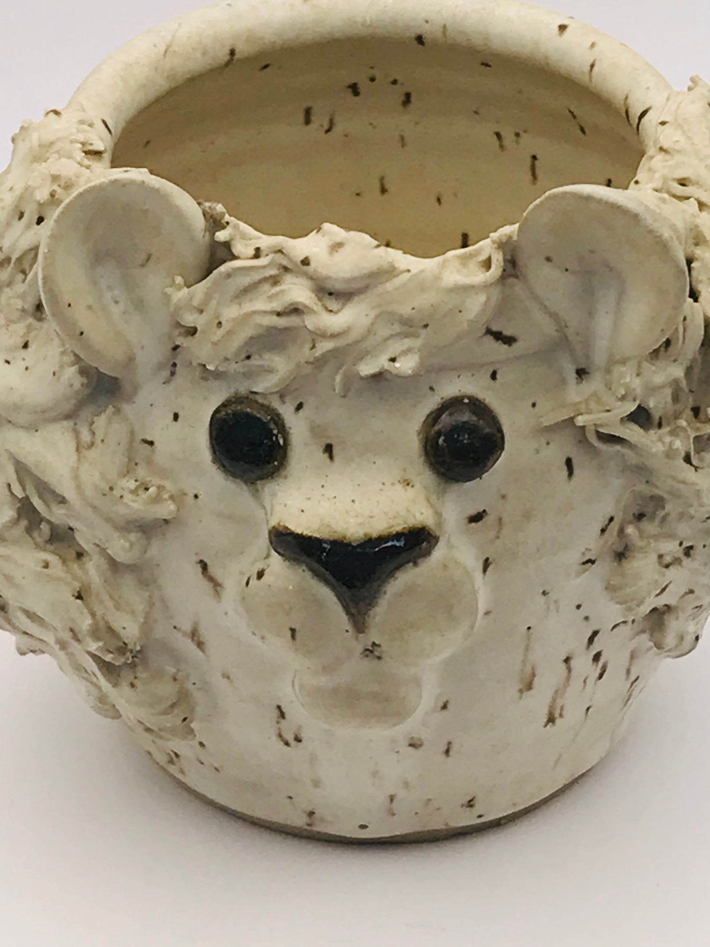Artisan Lionhead Handmade Spaghetti Hair Pottery Planter