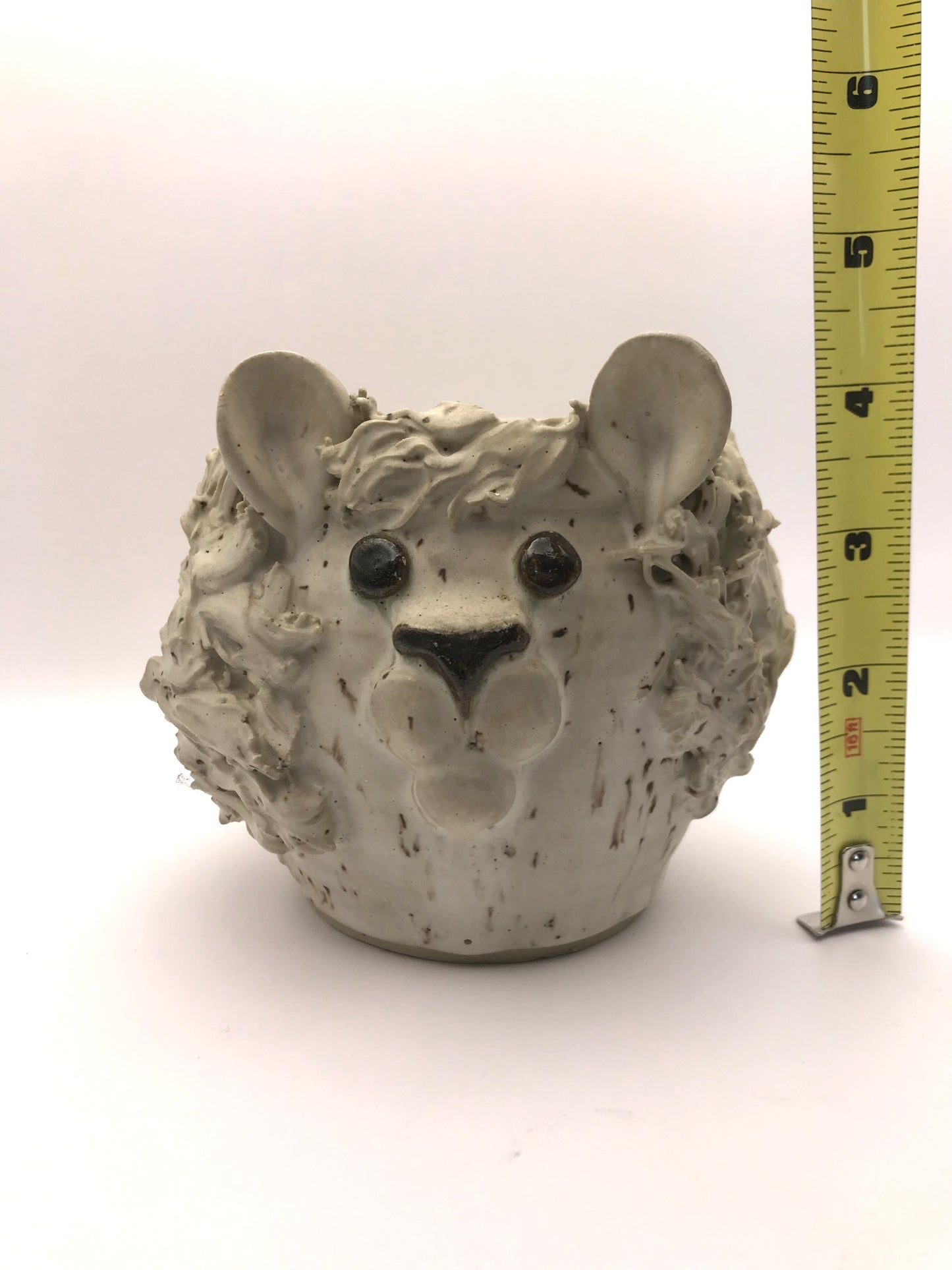 Artisan Lionhead Handmade Spaghetti Hair Pottery Planter