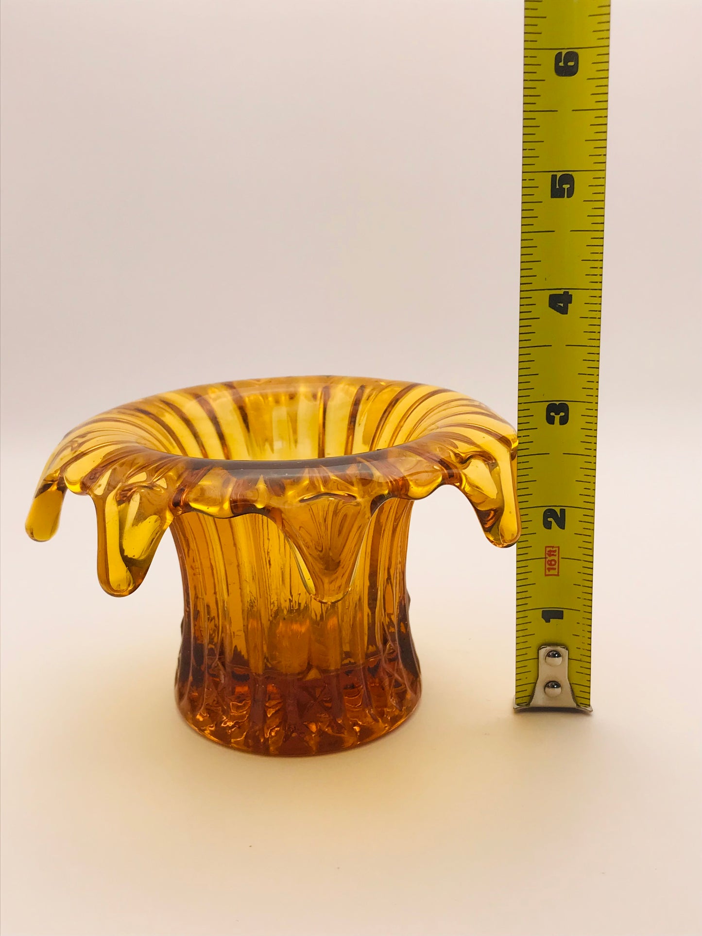 Vintage Amber/Amberina Pressed Sowerby Glass Vase