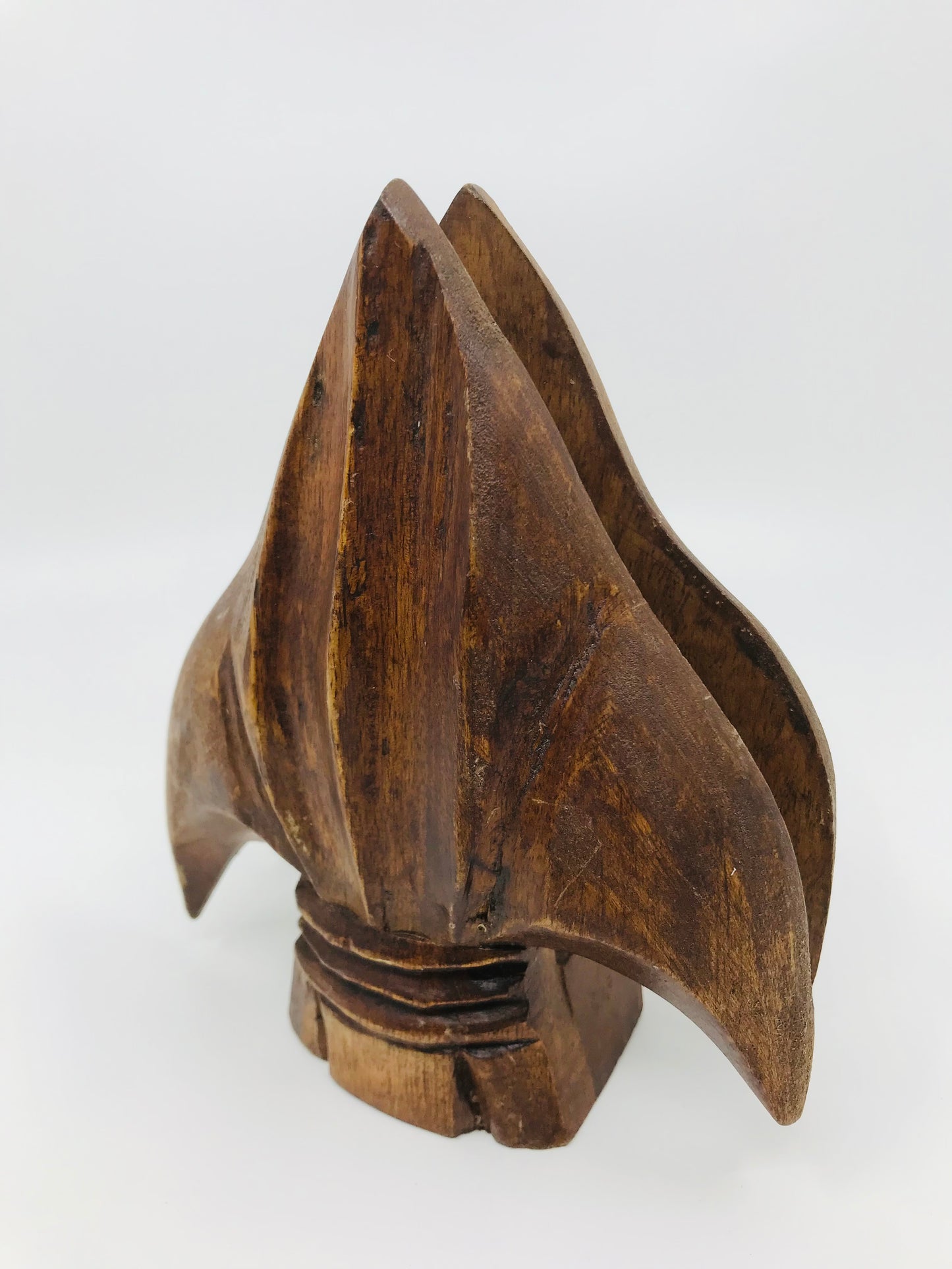 Hand Carved Wooden Spearhead Letter Holder/Napkin Holder