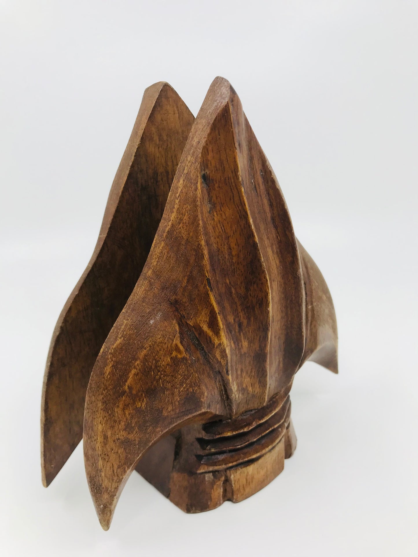 Hand Carved Wooden Spearhead Letter Holder/Napkin Holder