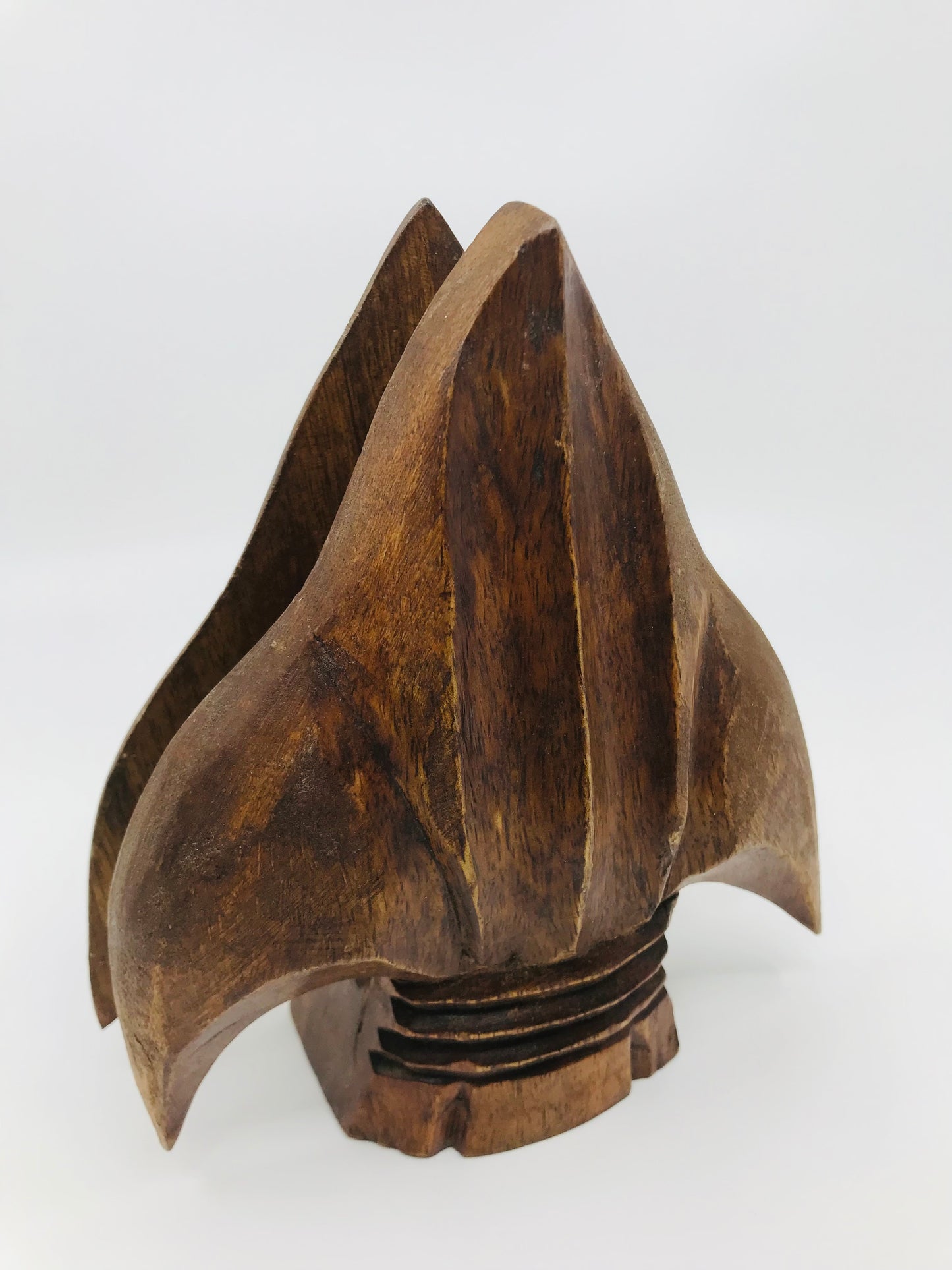 Hand Carved Wooden Spearhead Letter Holder/Napkin Holder