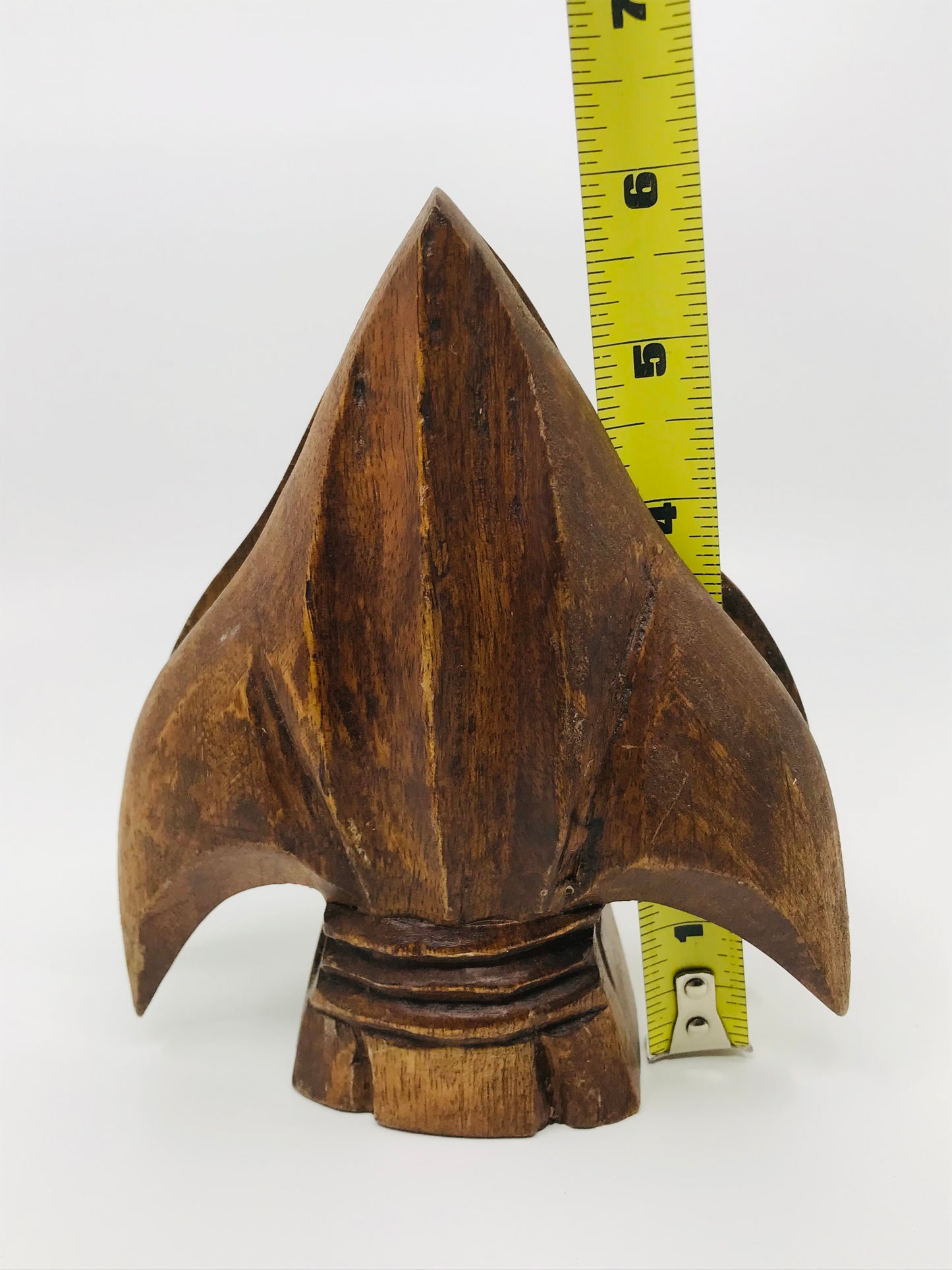 Hand Carved Wooden Spearhead Letter Holder/Napkin Holder