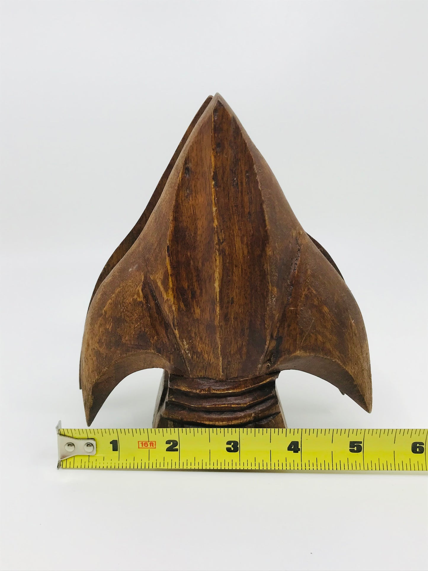 Hand Carved Wooden Spearhead Letter Holder/Napkin Holder