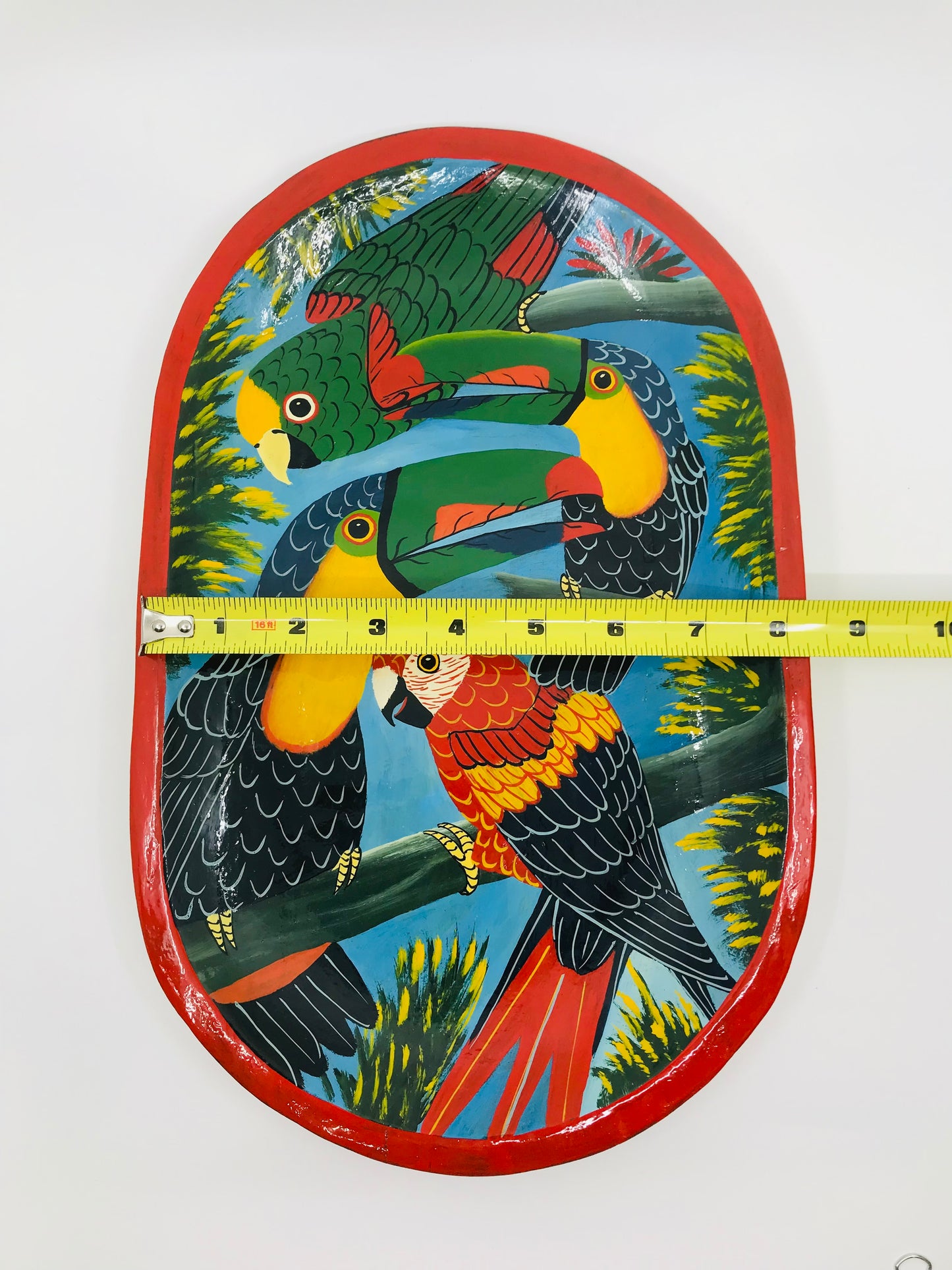Parrots and Toucans Tropical Oval Hand Crafted Wooden Platter