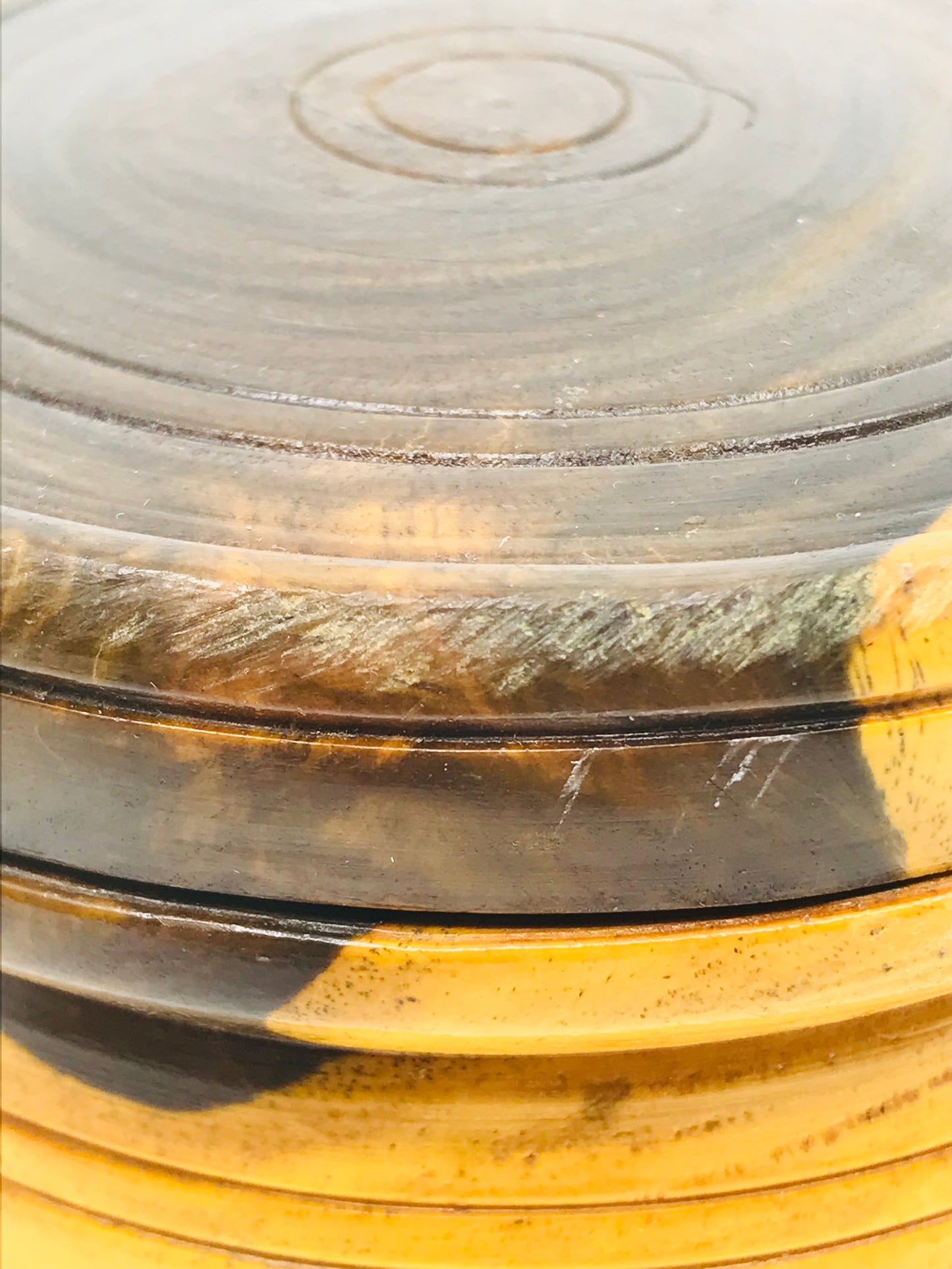 MCM Wooden Hand Carved Coasters and Holder - Set of 6