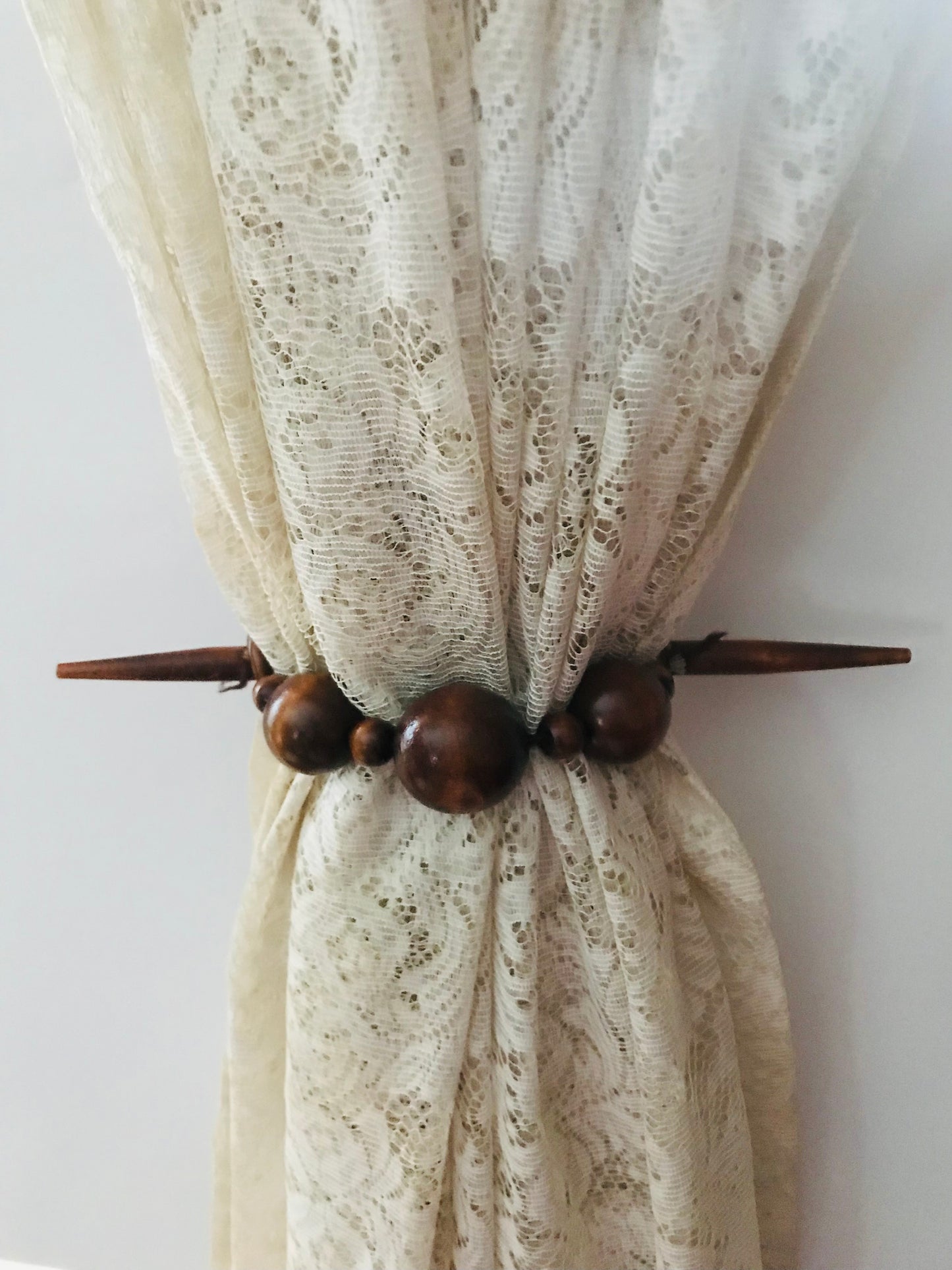 MCM Wooden Beads Curtain Tie Backs - Set of 2