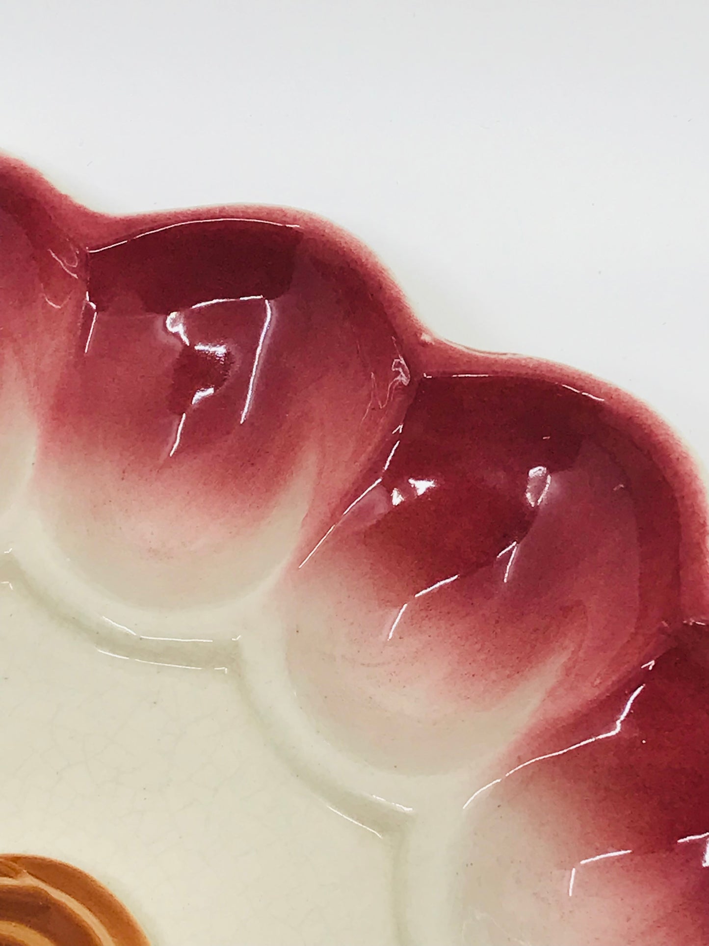 Vintage Red Rooster Magolica Ceramic Deviled Egg Platter