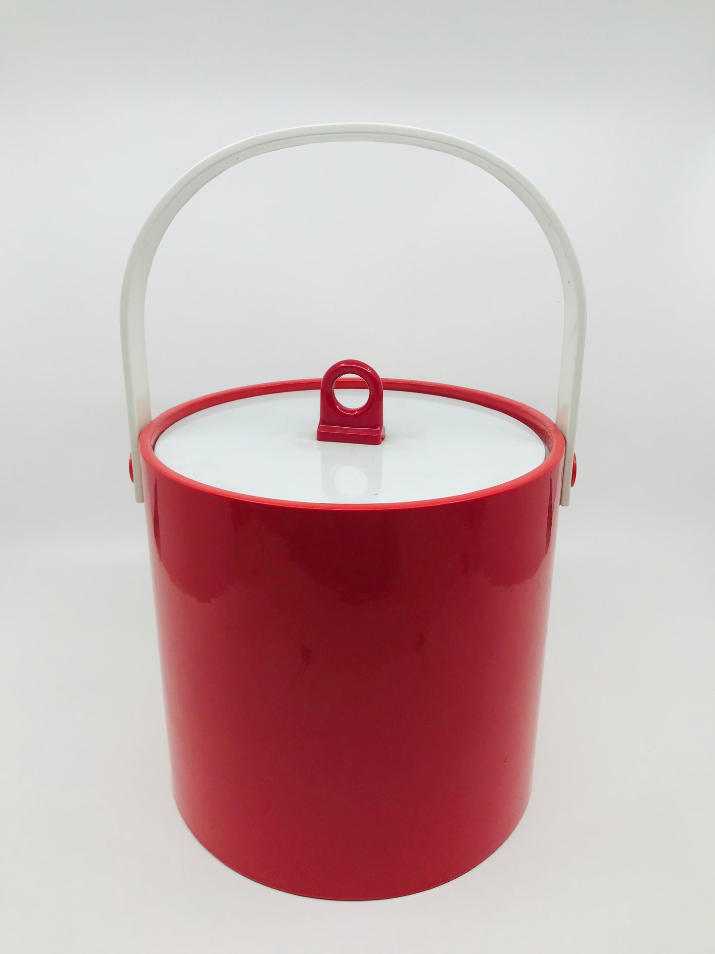 Red Acrylic Ice Bucket with White handle and Lid