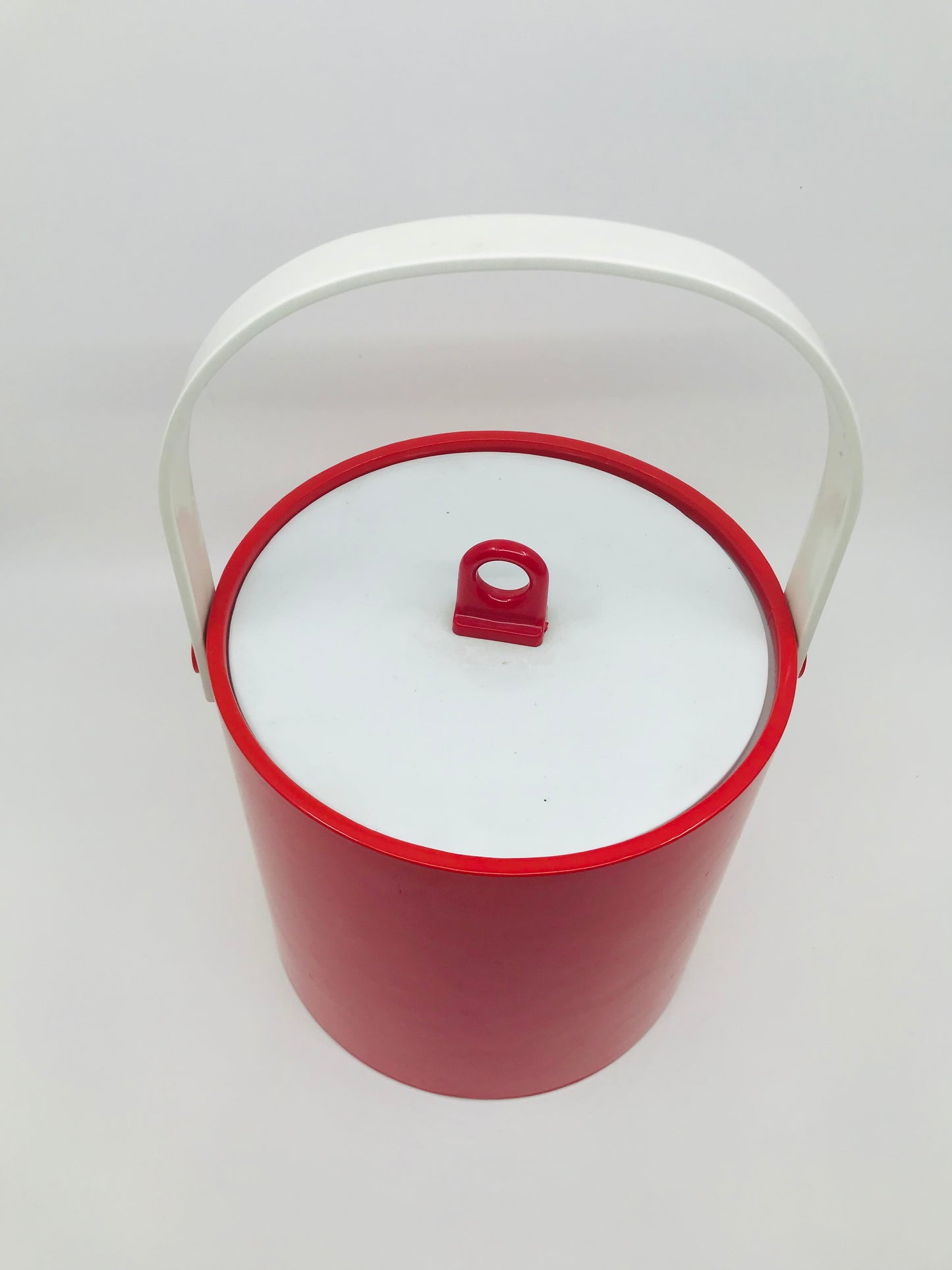 Red Acrylic Ice Bucket with White handle and Lid