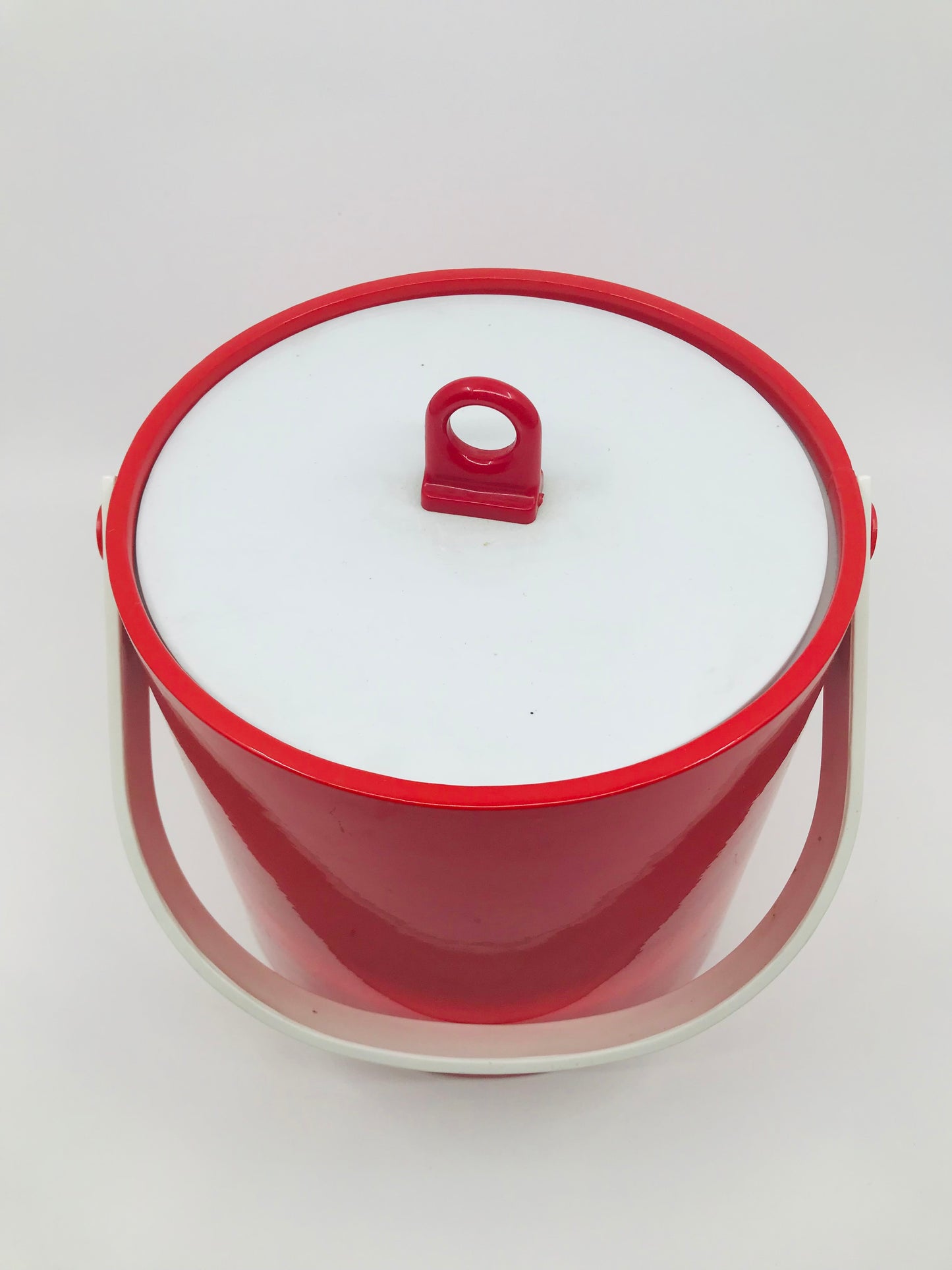 Red Acrylic Ice Bucket with White handle and Lid