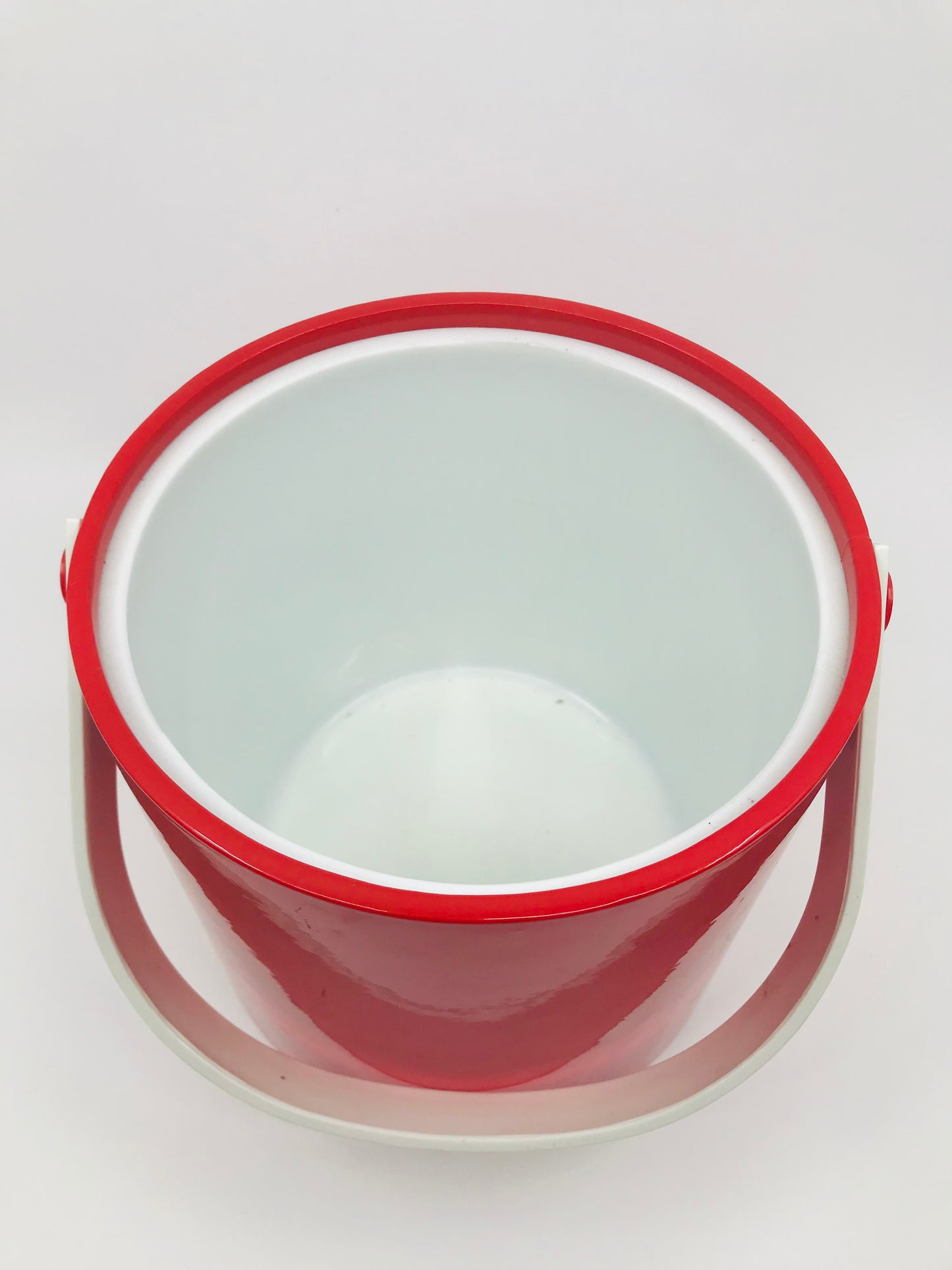 Red Acrylic Ice Bucket with White handle and Lid