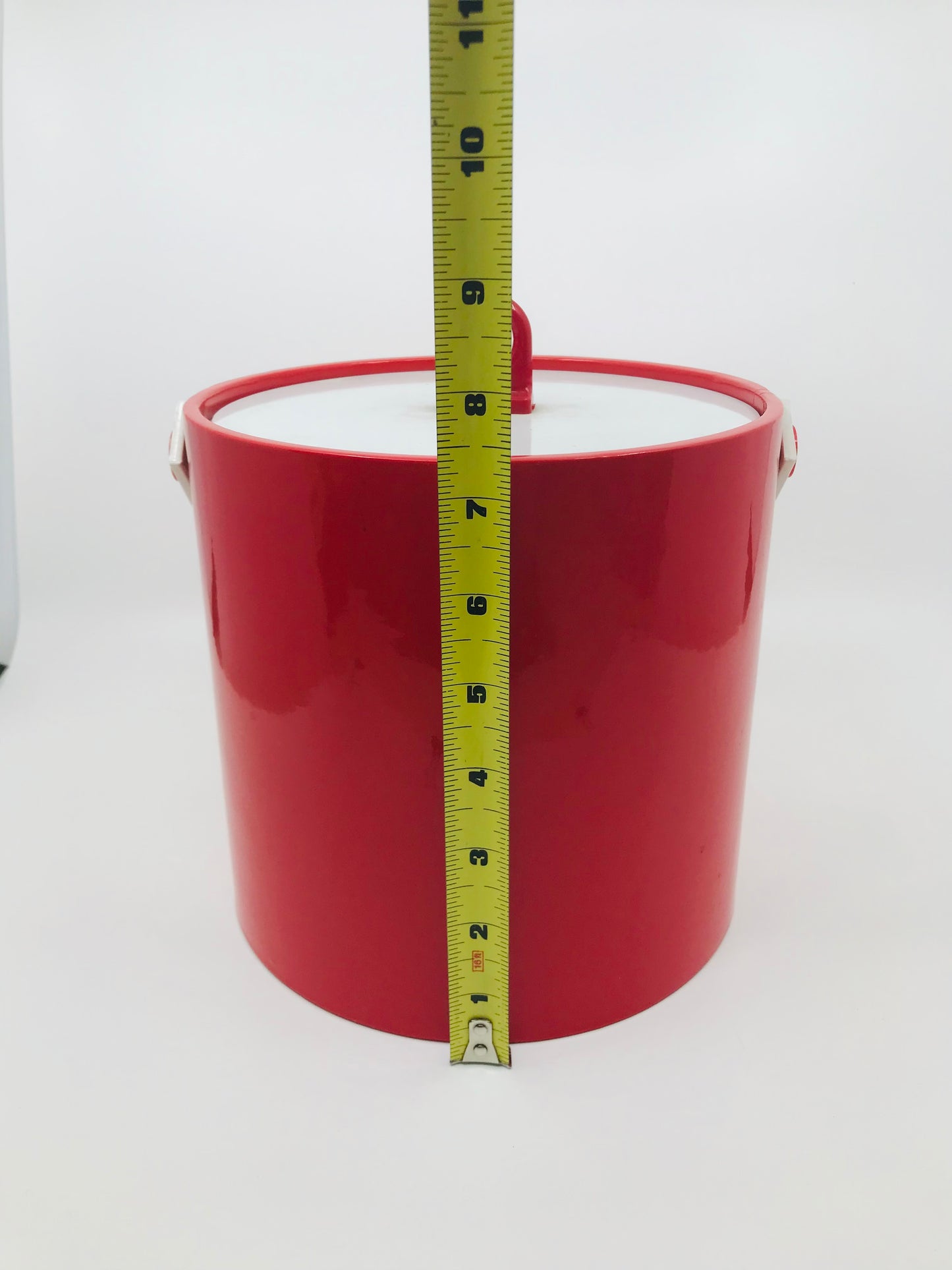 Red Acrylic Ice Bucket with White handle and Lid
