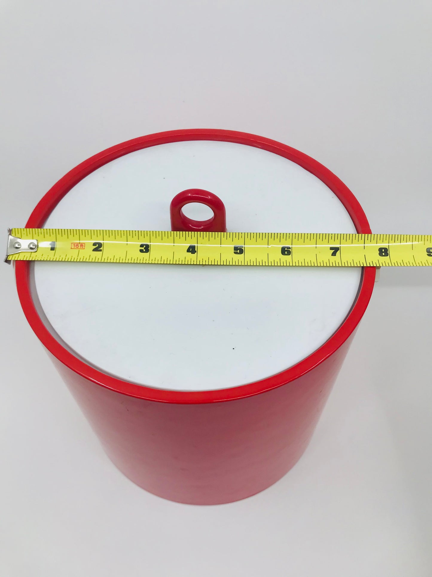 Red Acrylic Ice Bucket with White handle and Lid