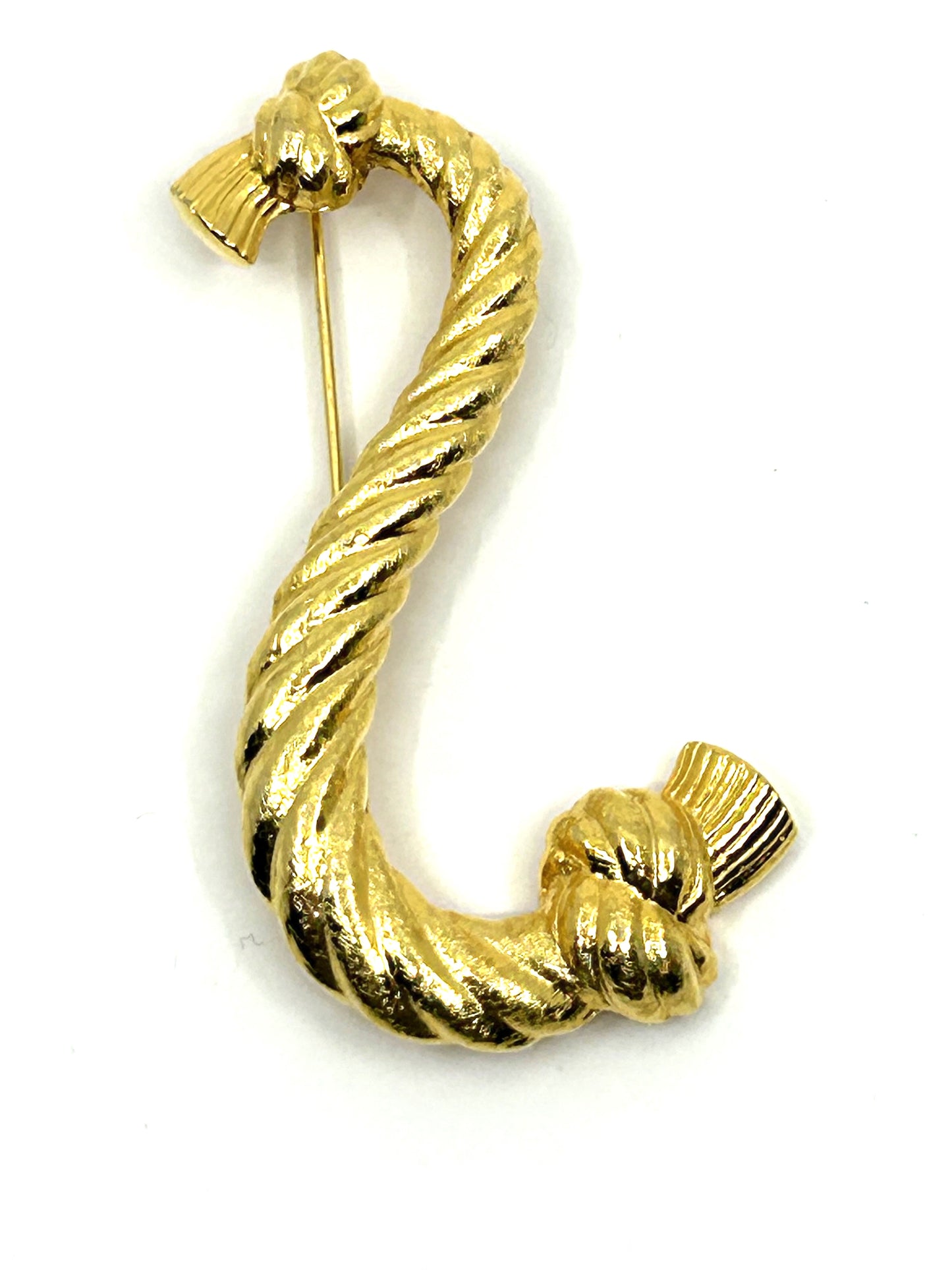 Vintage Goldtone Swirl Nautical Rope Brooch