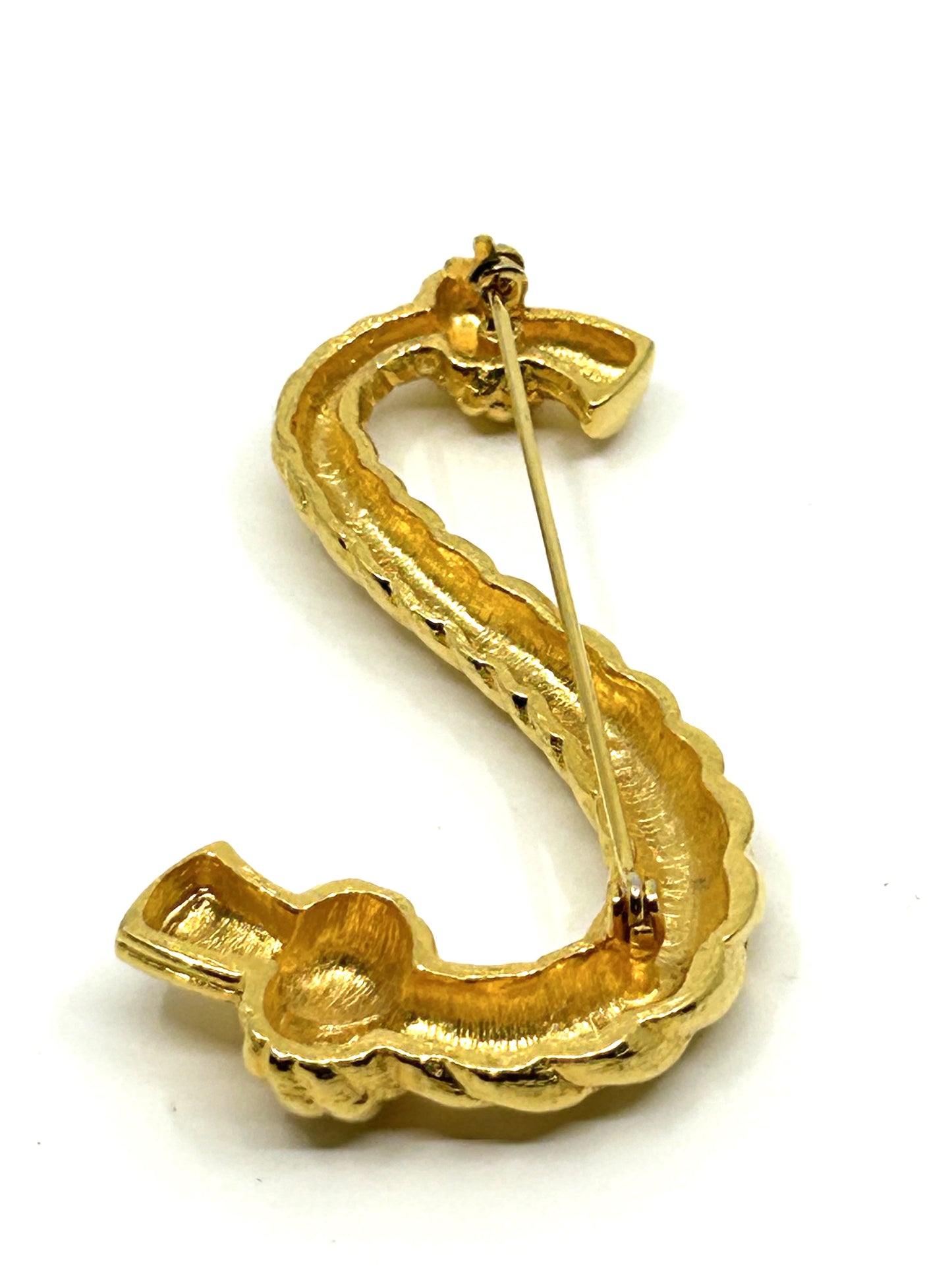 Vintage Goldtone Swirl Nautical Rope Brooch