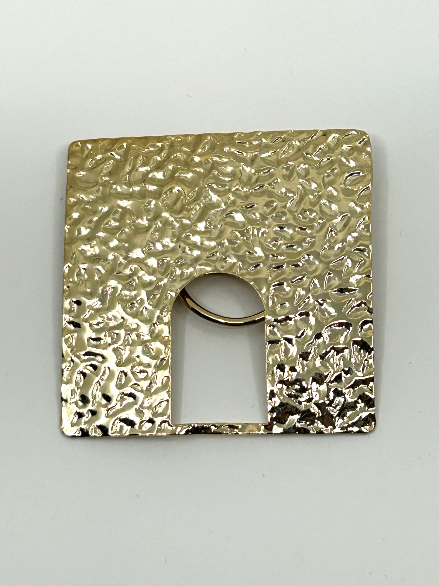 Vintage Goldtone Textured Dented Square Scarf Clip
