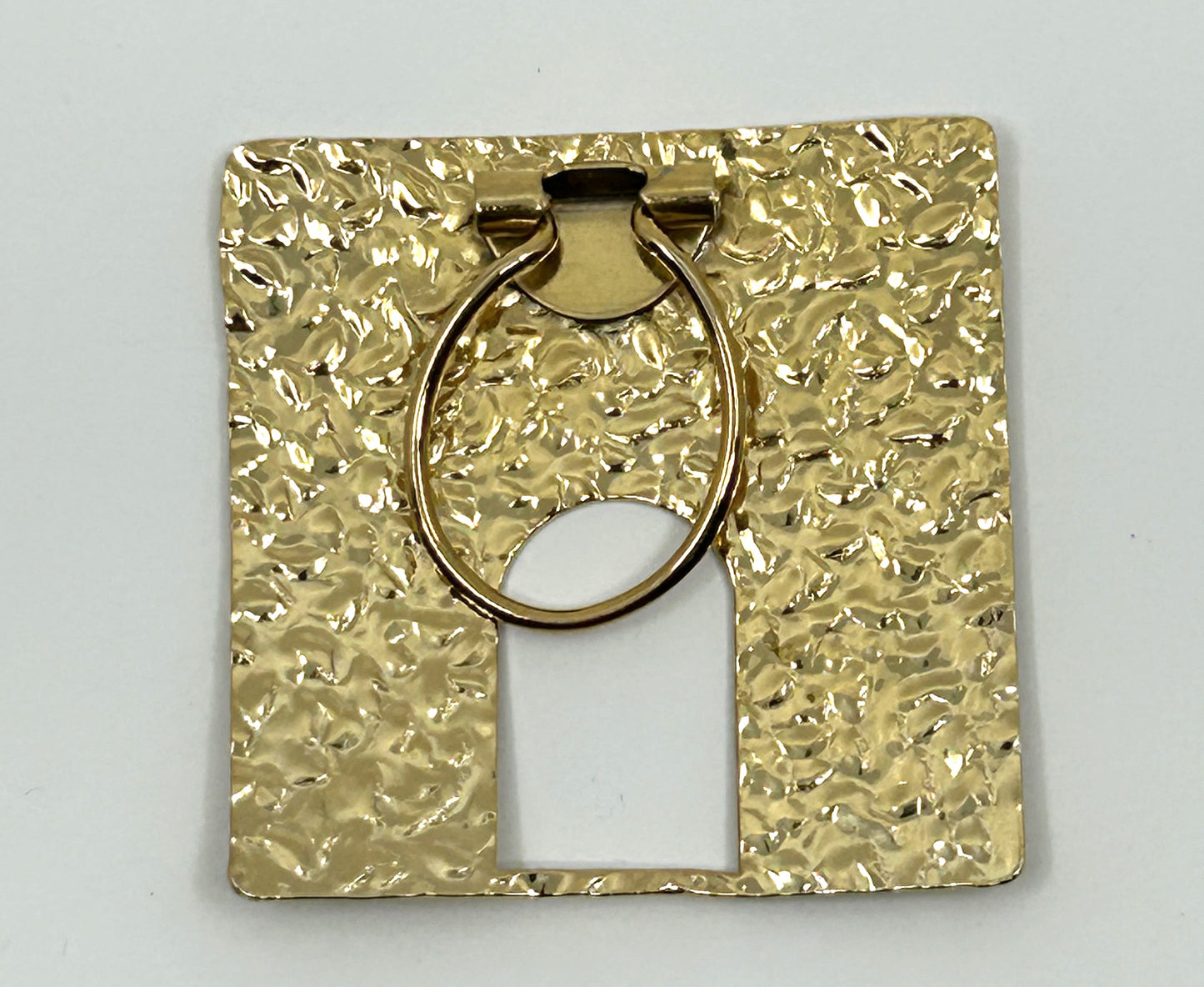 Vintage Goldtone Textured Dented Square Scarf Clip