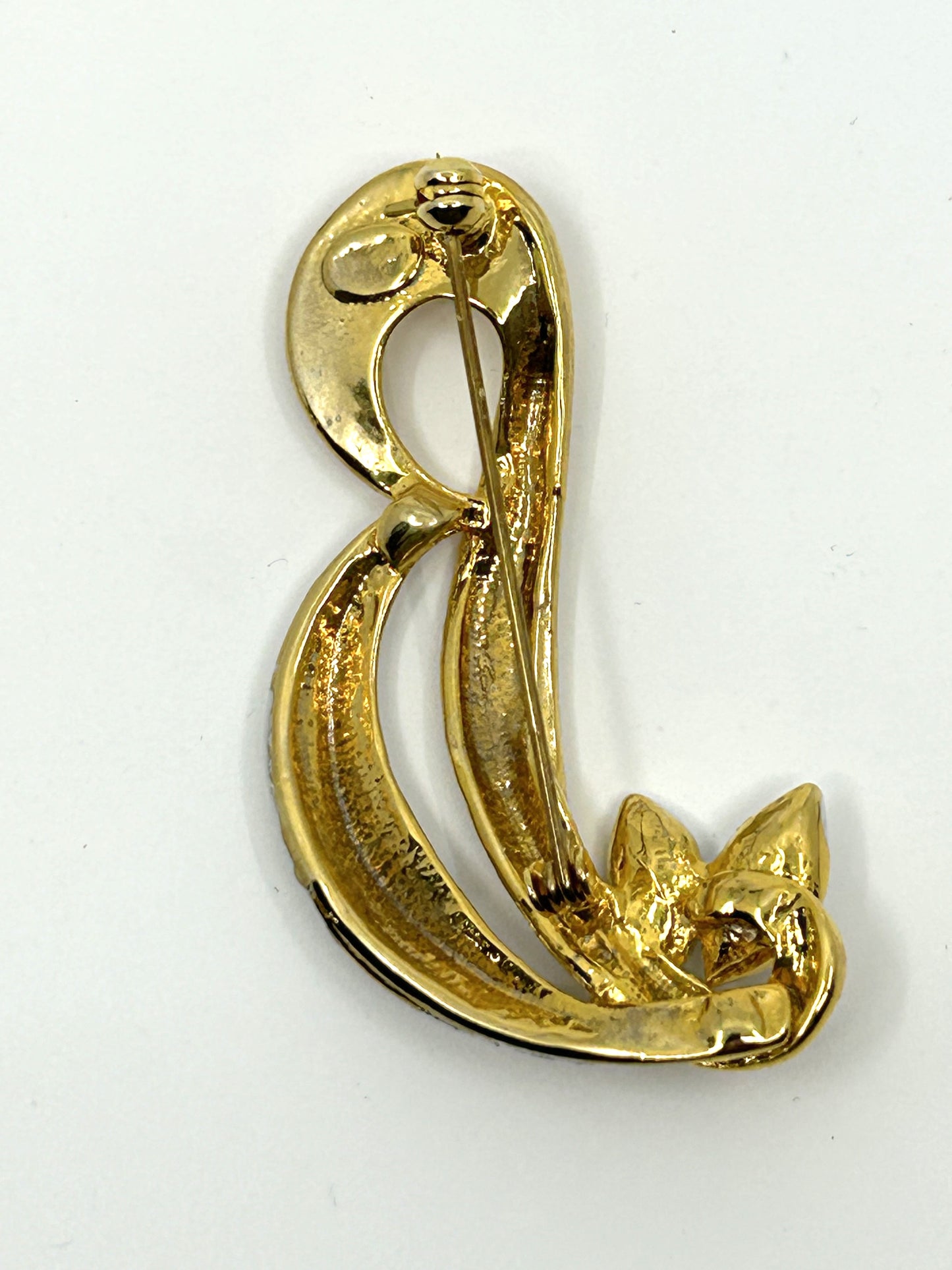 Vintage Two Tone Gold and Silver Letter B Brooch w/faux Diamonds