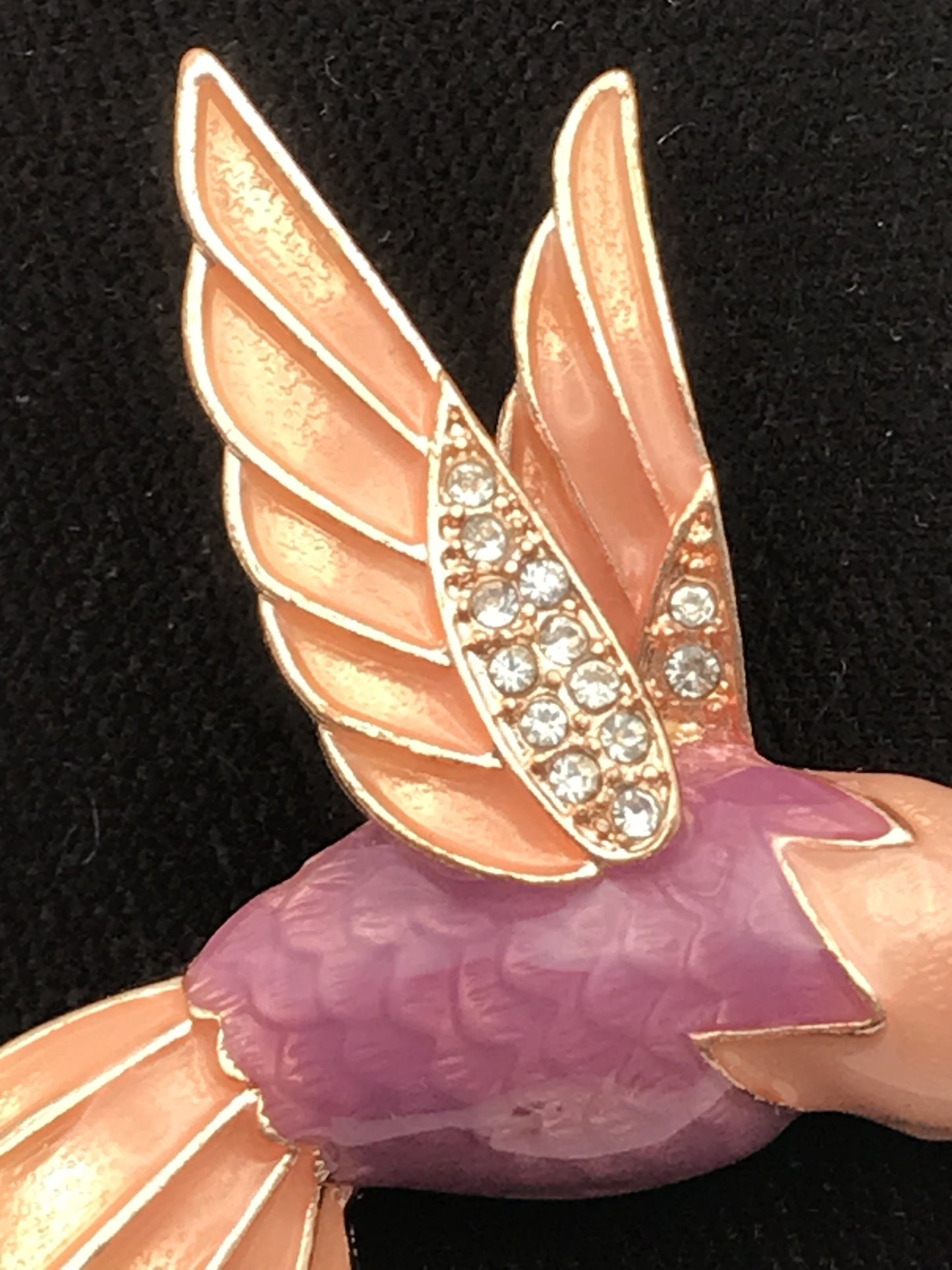 Hummingbird Cloisonne Brooch with Rhinestones
