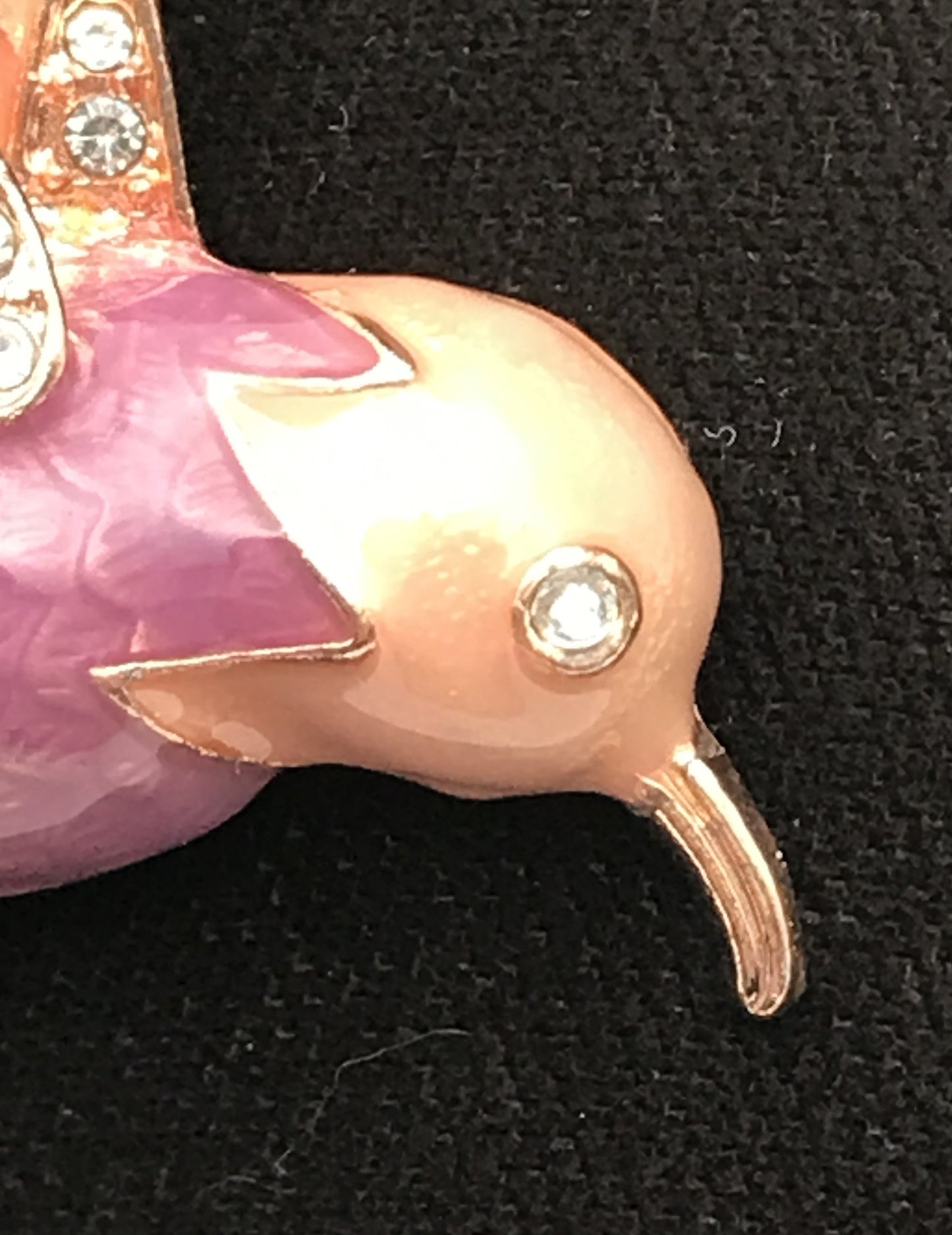 Hummingbird Cloisonne Brooch with Rhinestones