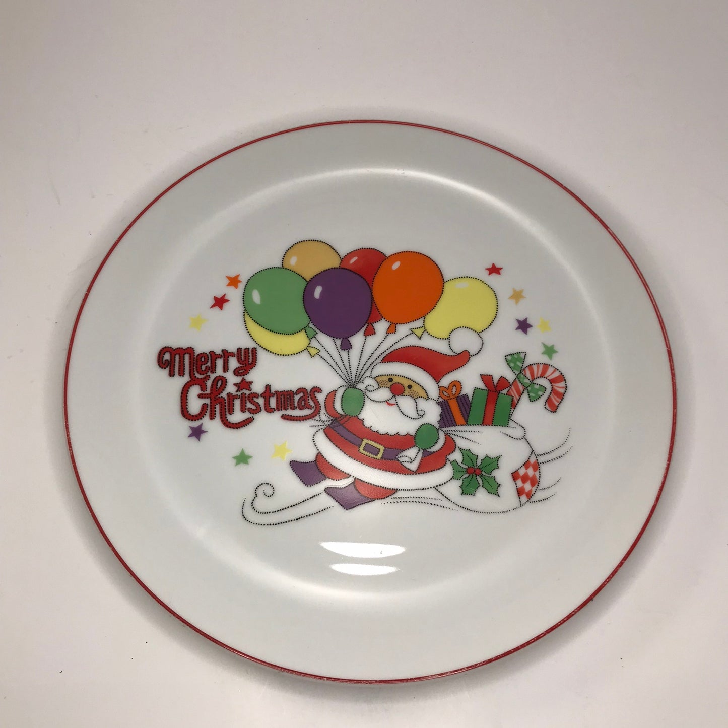 Merry Christmas Santa and Balloons Plate and Mugs Set