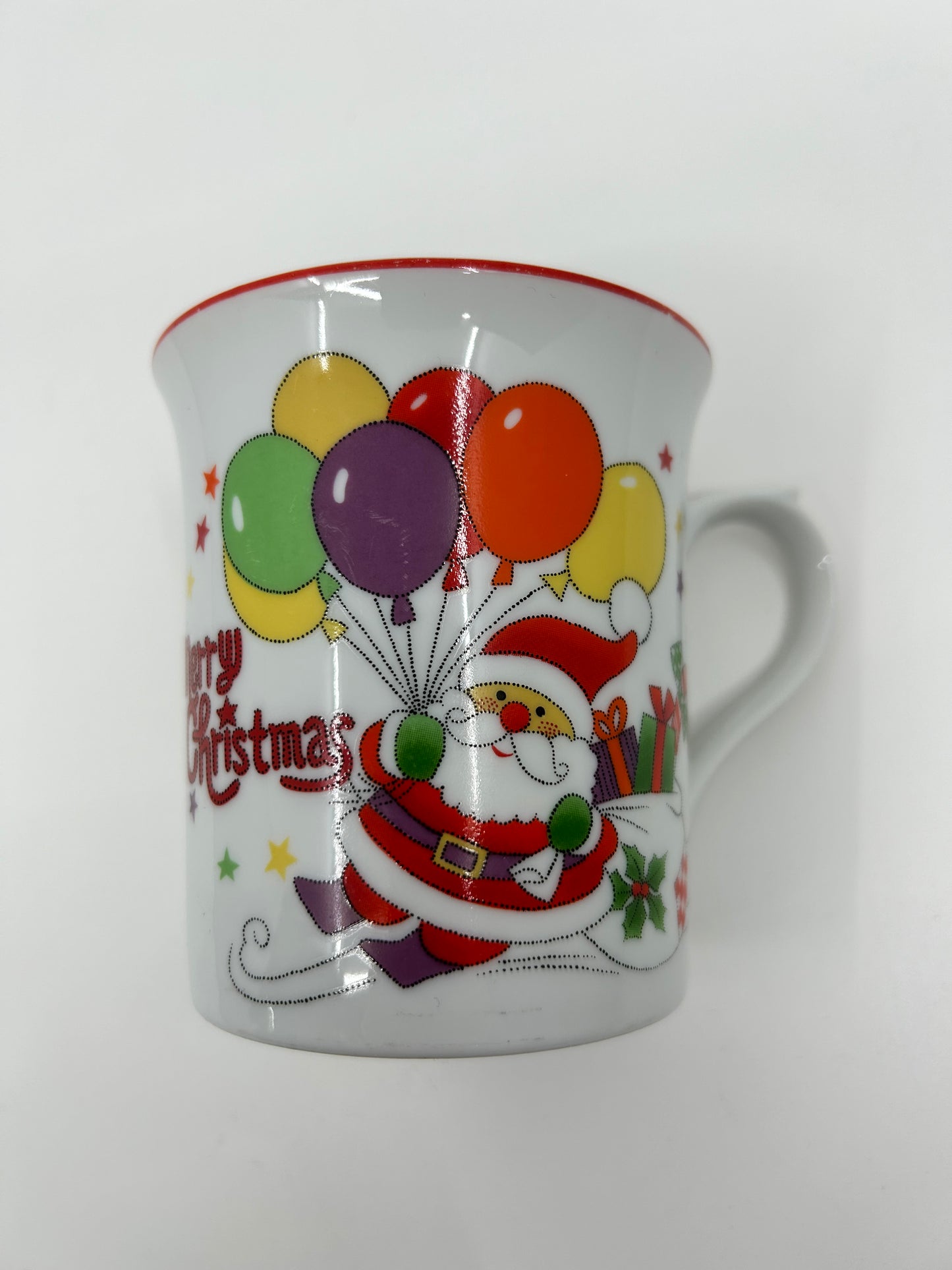 Merry Christmas Santa and Balloons Plate and Mugs Set