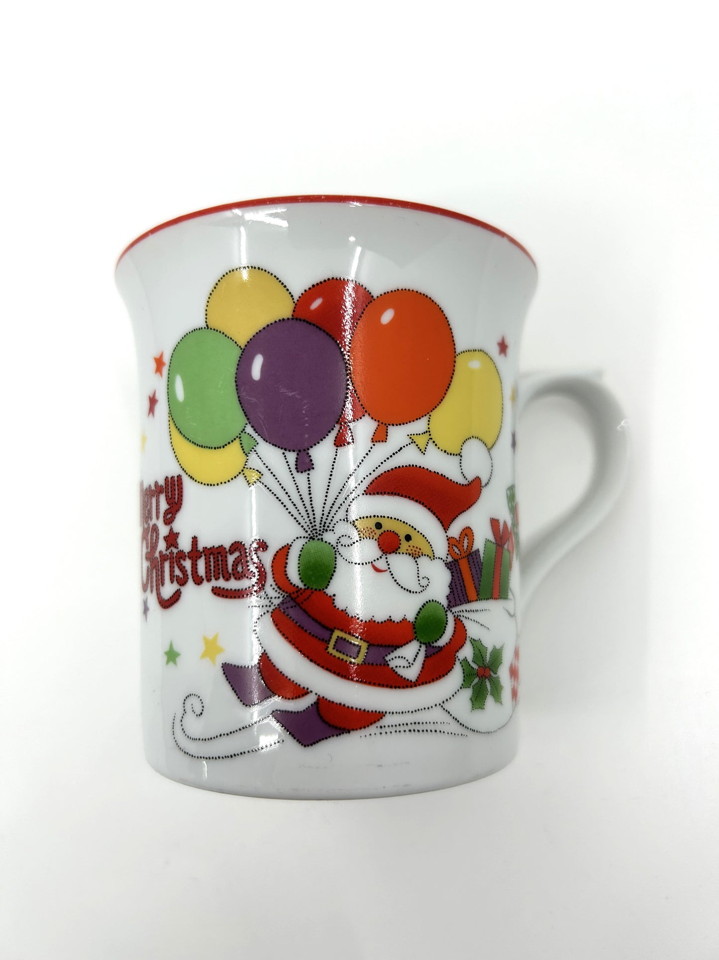 Merry Christmas Santa and Balloons Plate and Mugs Set