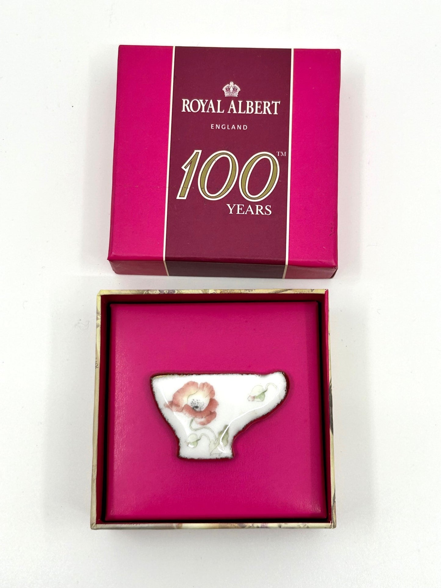 Royal Albert Poppy Mini Tea Cup Brooch of Bone China