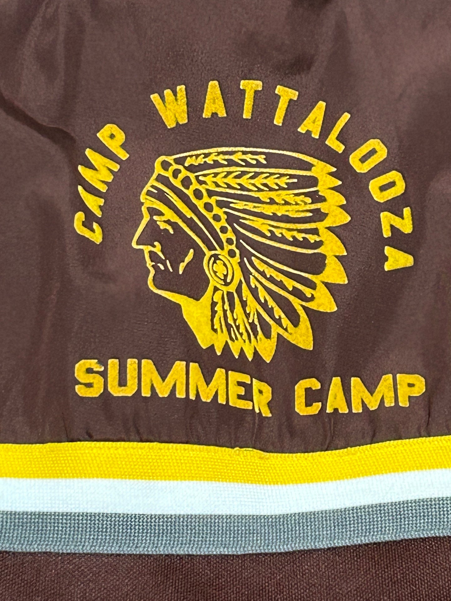 David & Goliath Camp Wattalooza Summer Camp Brown Yellow Striped Track Jacket Men's