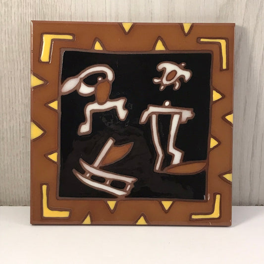 Alex Slotzkin Hawaiian Dancing Couple Art Pottery Tile Trivet