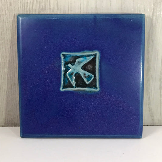 Michael Cohen Peace Dove Blue Bird Handmade Tile Trivet / Hot Plate