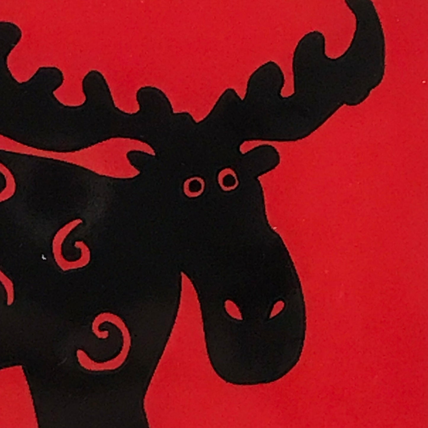 Galloping Moose Red and Black Ceramic Tile - Artist Signed Magenta