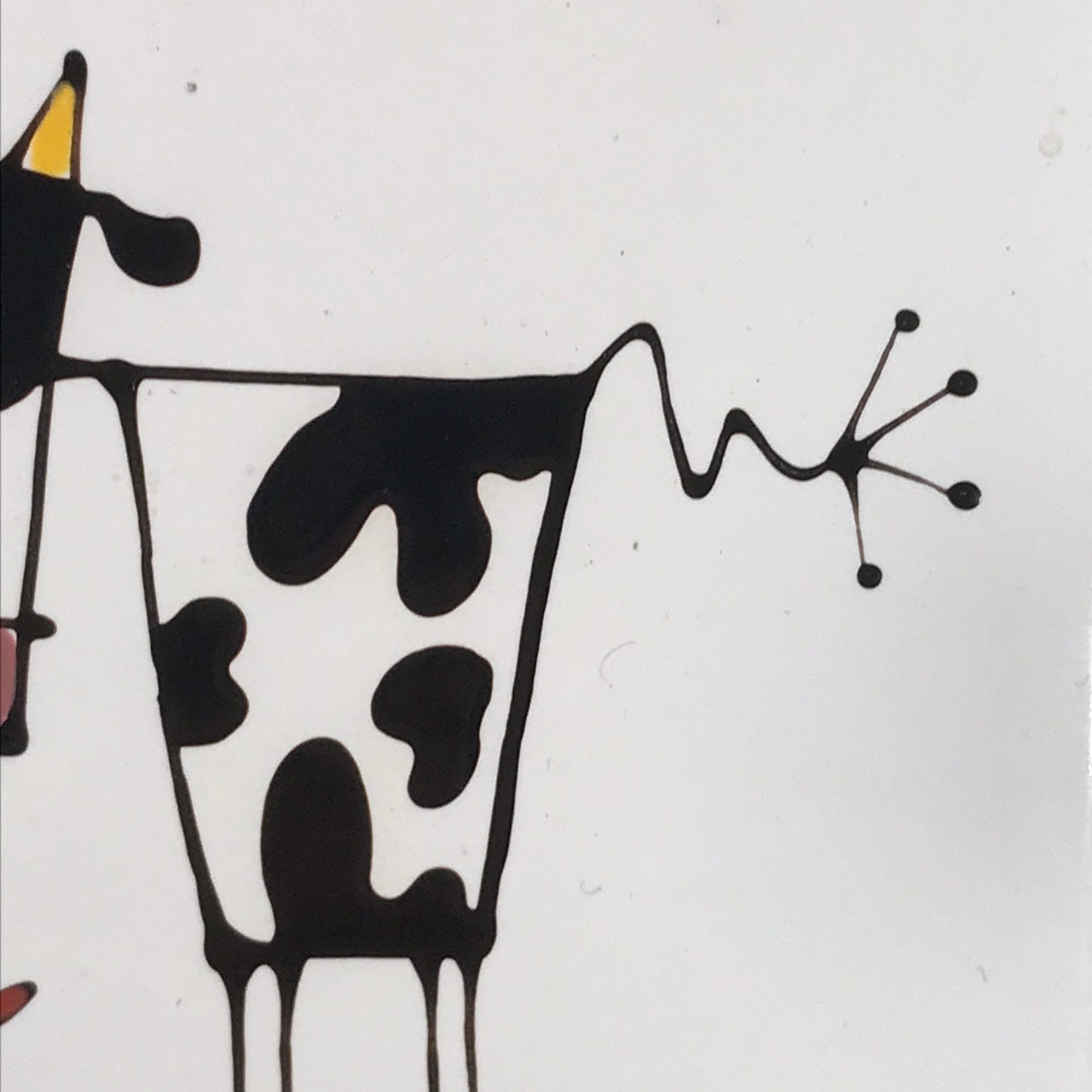 Artist KETTO Abstract Cow in Daisy Field Ceramic Tile