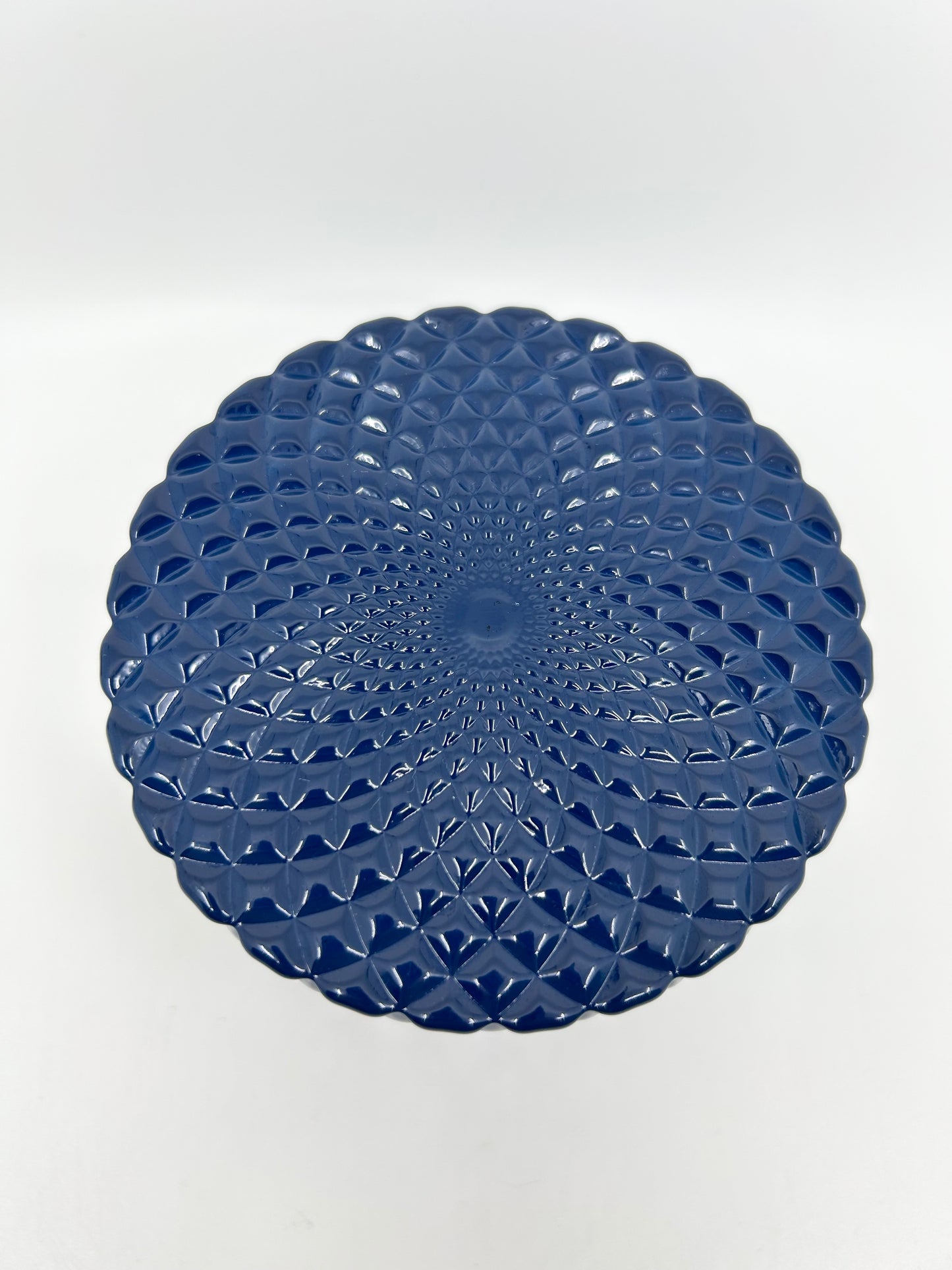 Cobalt Blue diamond cut glass jar with suction lid