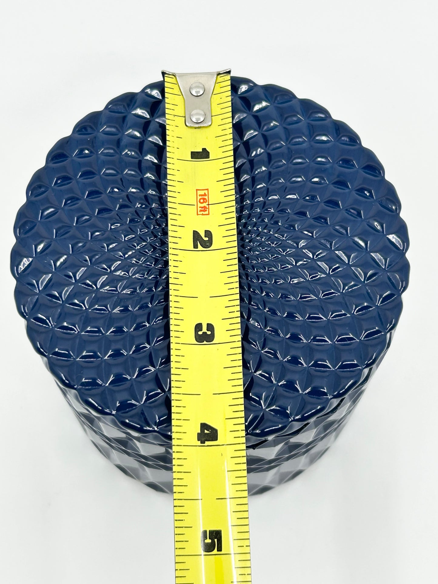 Cobalt Blue diamond cut glass jar with suction lid