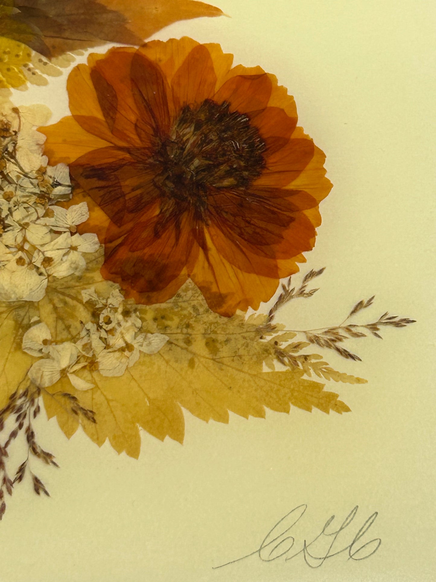 Country Girl Creations Vintage Handmade Pressed Preserved Leaves and Flowers Plaques - Signed by the Artist