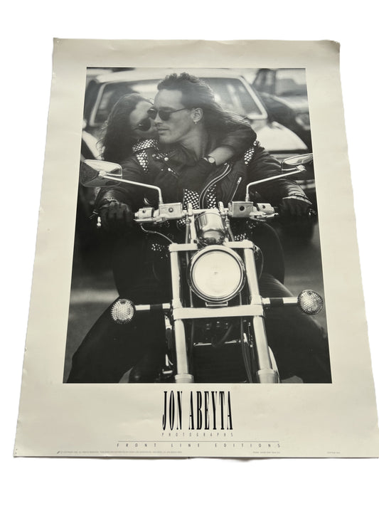 Jon Abeyta 1989 Front Line Editions Photography Poster - Motorcycle Couple