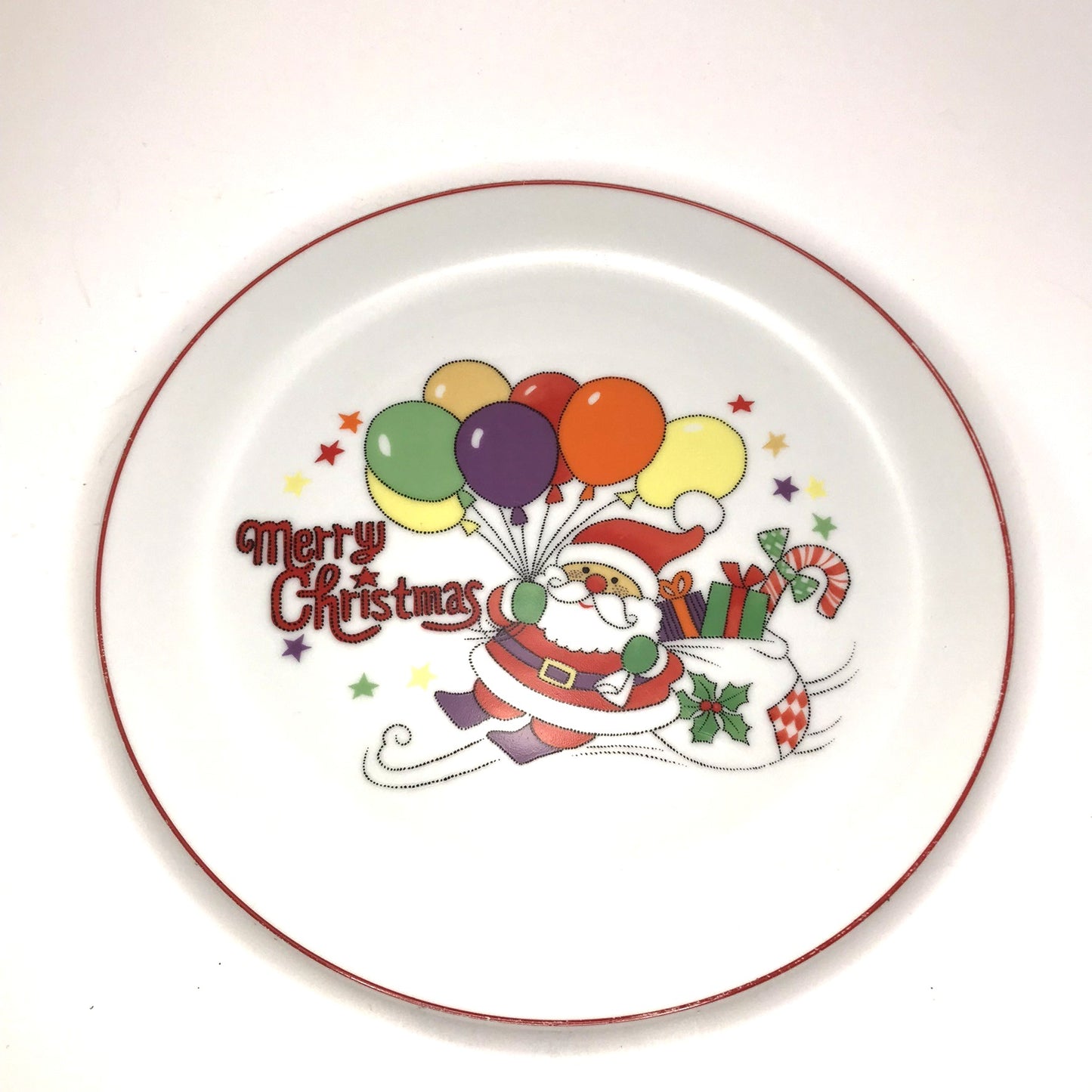 Merry Christmas Santa and Balloons Plate and Mugs Set
