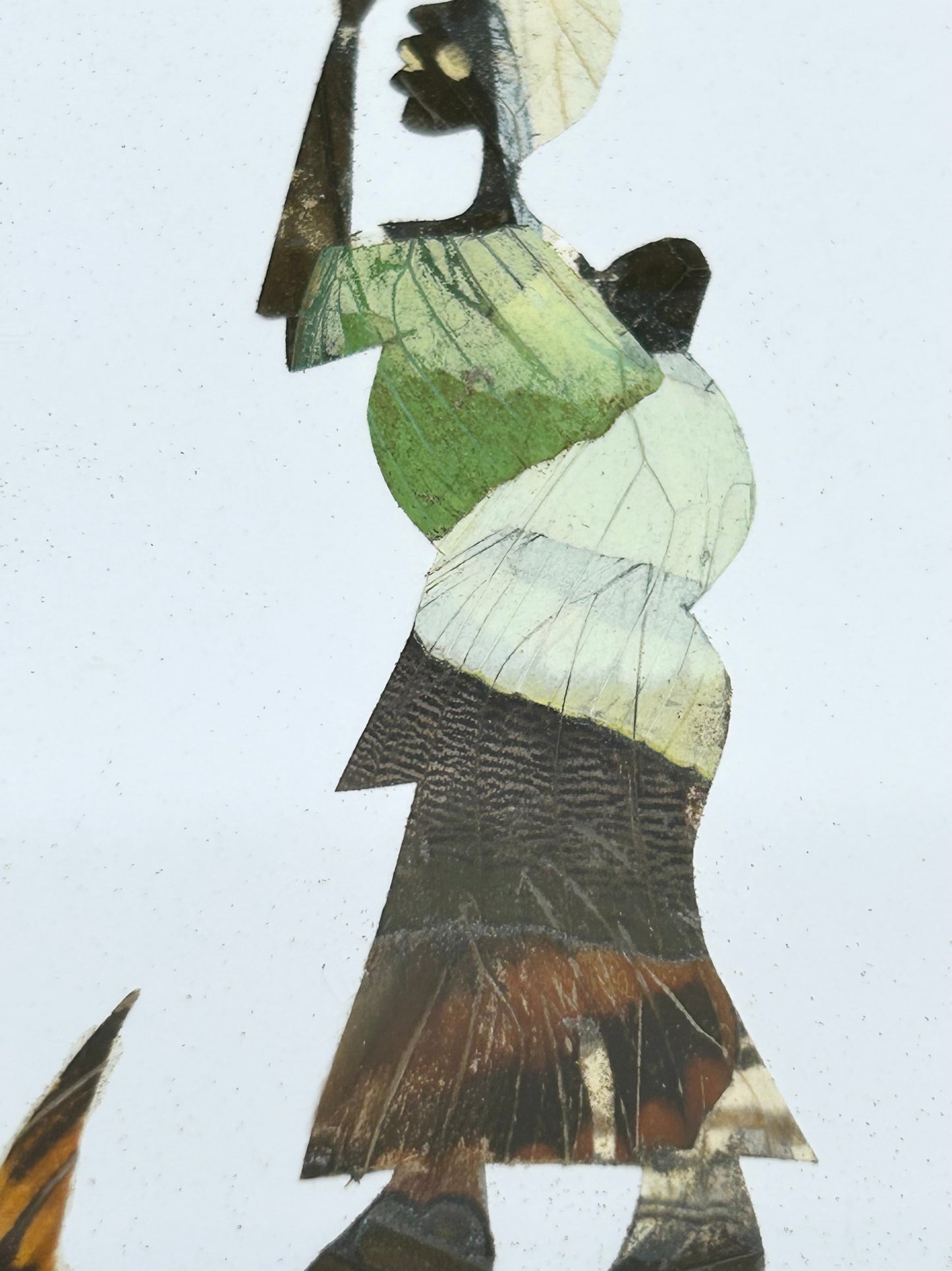 Pressed Insect Wing Art - African Women Daily Life Set of 2   Rare and One-of-a-kind