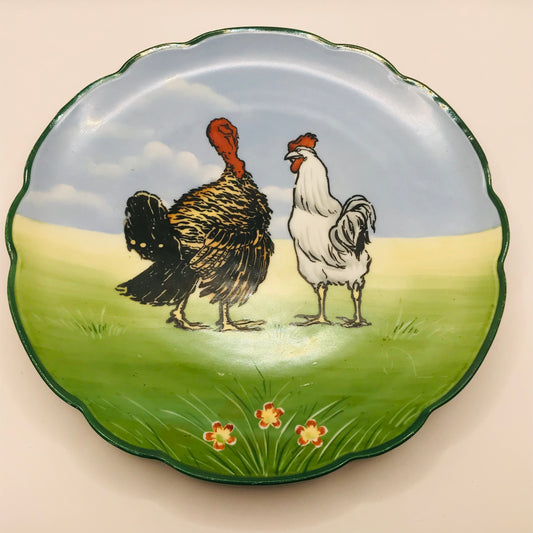 M Z Moritz Dekauer Austria Rooster and Turkey Face Off Plate