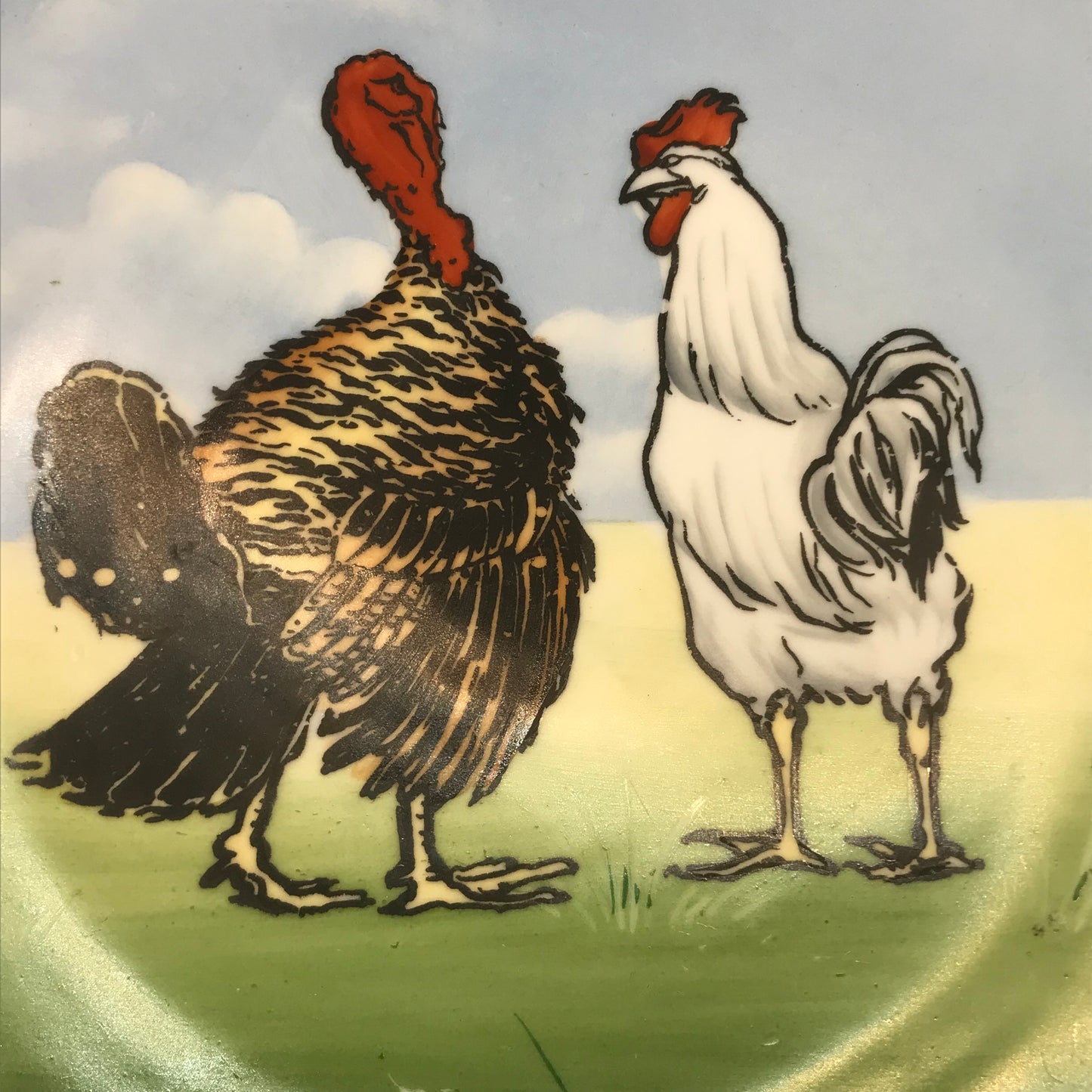 M Z Moritz Dekauer Austria Rooster and Turkey Face Off Plate