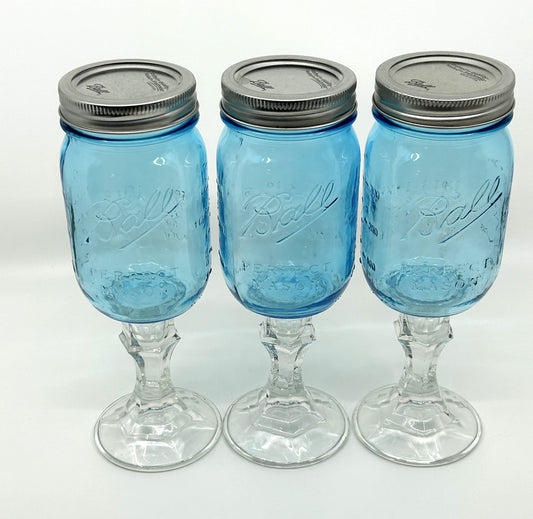 Ball Blue Mason Jar Stemmed Glassware - Set of 3