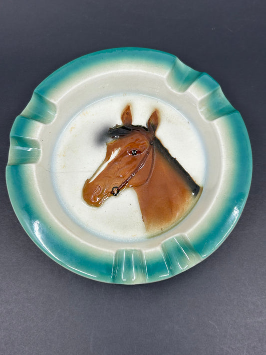 Vintage Shafford Hand Painted Horse Face Ashtray