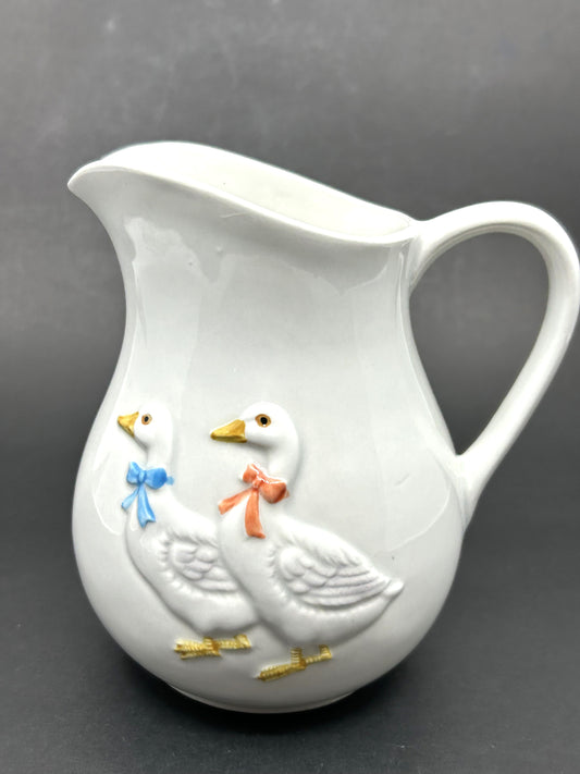 Otagiri Geese Walking White Ceramic Jug / Pitcher