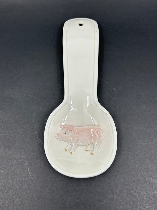 Vintage Otagiri Pink Pig Ceramic Spoon Rest