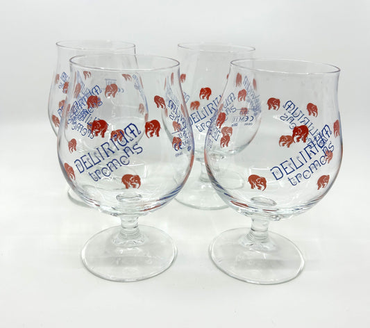 Delirium Tremens Belgian Tulip Beer Glasses 25cl Pink Elephants - Set of 4