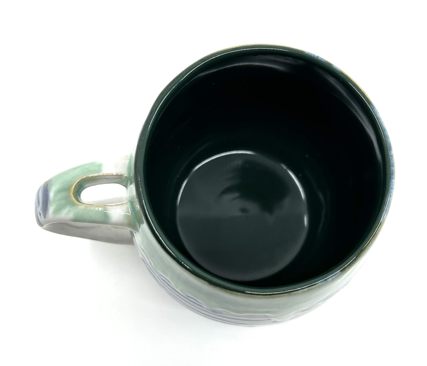 Handmade Artisan Two Tone Double Drip Glazed Rounded Pottery Mugs - Set of 2