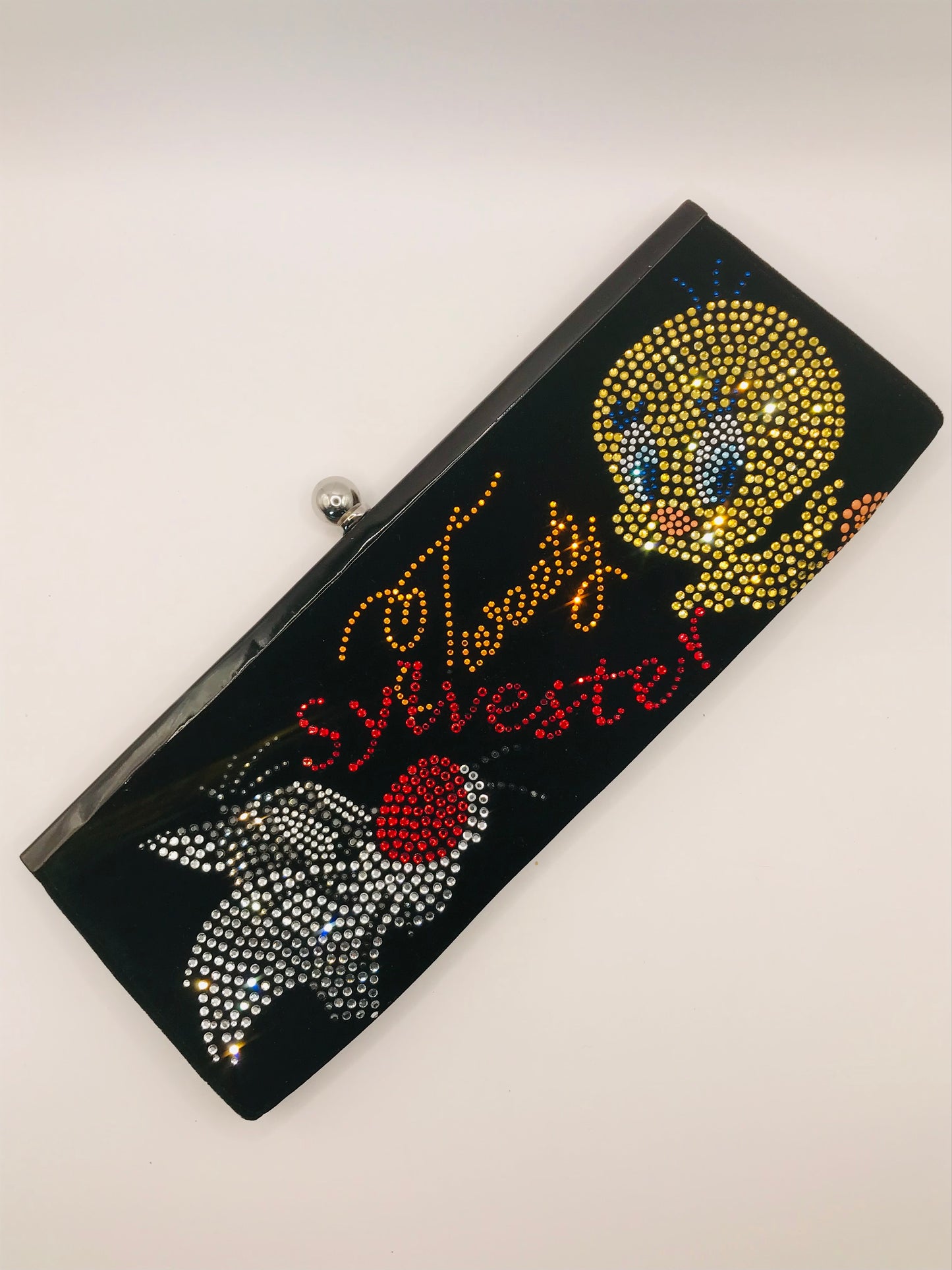 Braccialini Tweety Bird and Sylvester Velvet Rhinestone Jeweled Gem Clutch Purse