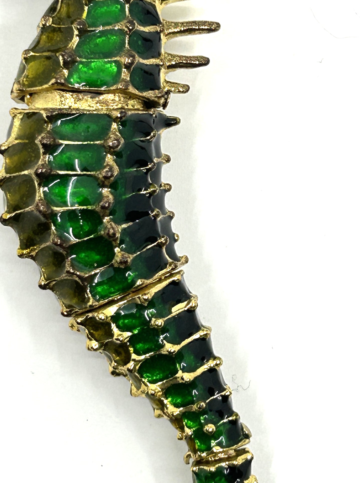 Articulated Cloisonne Enamel Gold Tone Seahorse Ornament